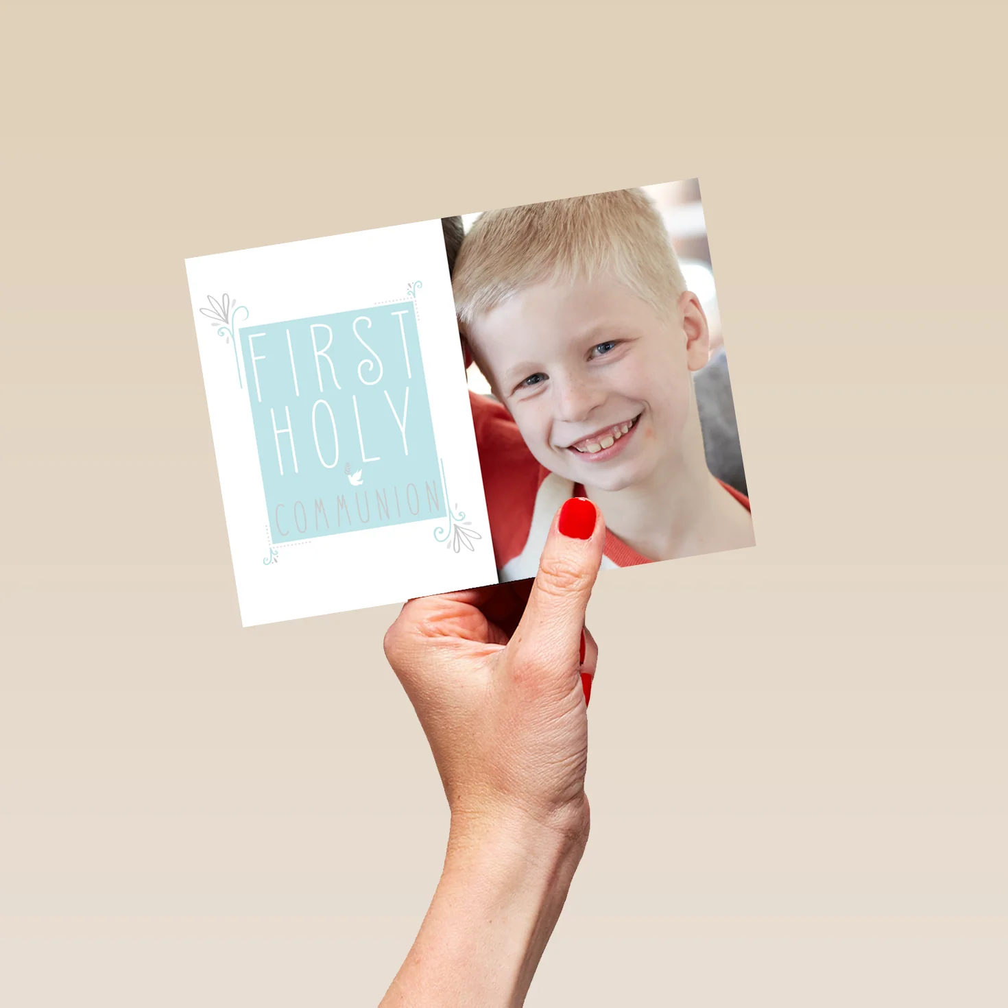 Personalised Photo Upload Blue First Communion Card - Image 5