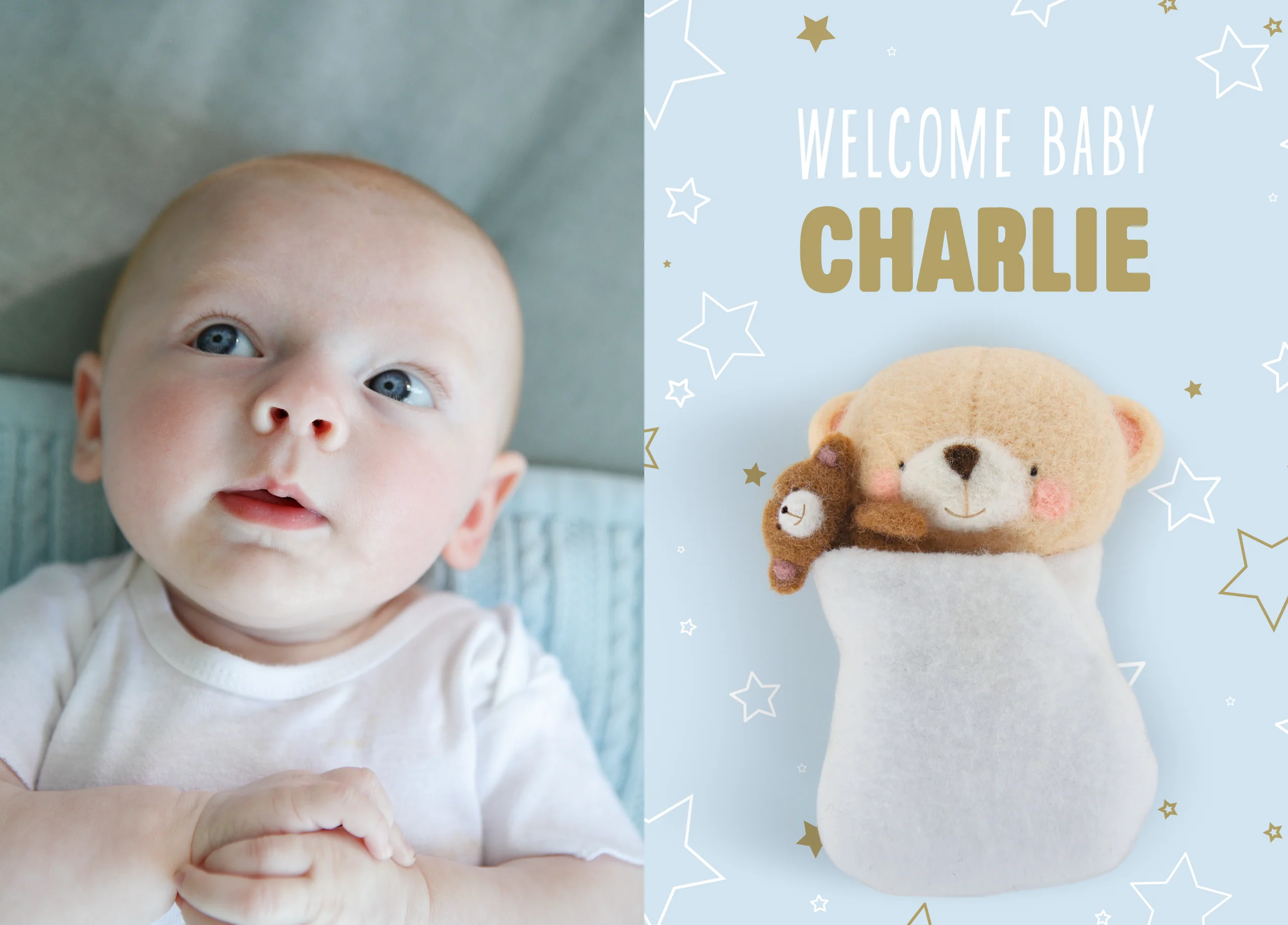 Personalised Photo Upload Blue Forever Friends New Baby Boy Card