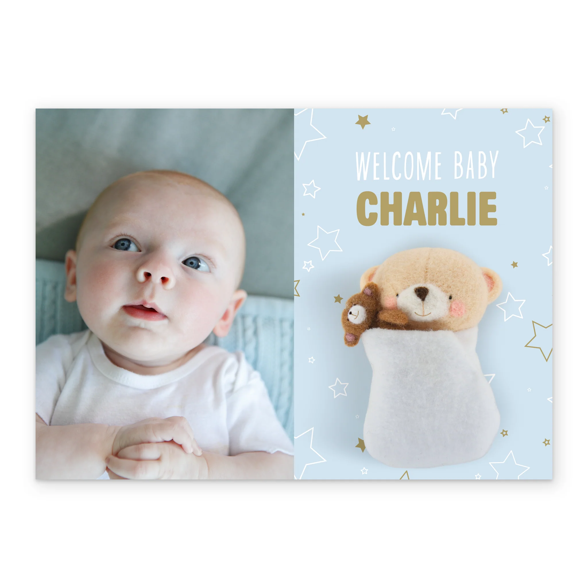 Personalised Photo Upload Blue Forever Friends New Baby Boy Card - Image 2
