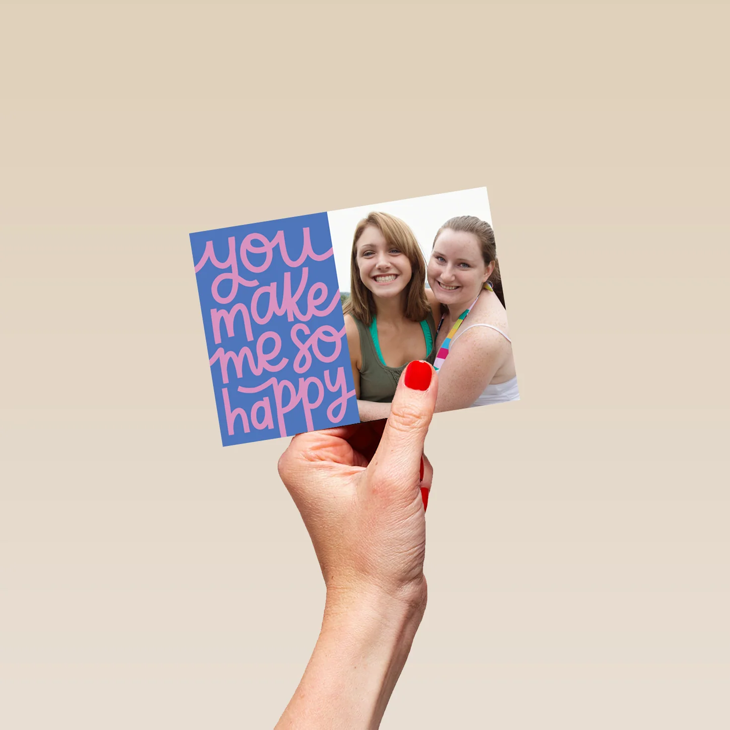 Personalised Photo Upload Blue Handwriting Lettering Valentine's Day Card - Image 4