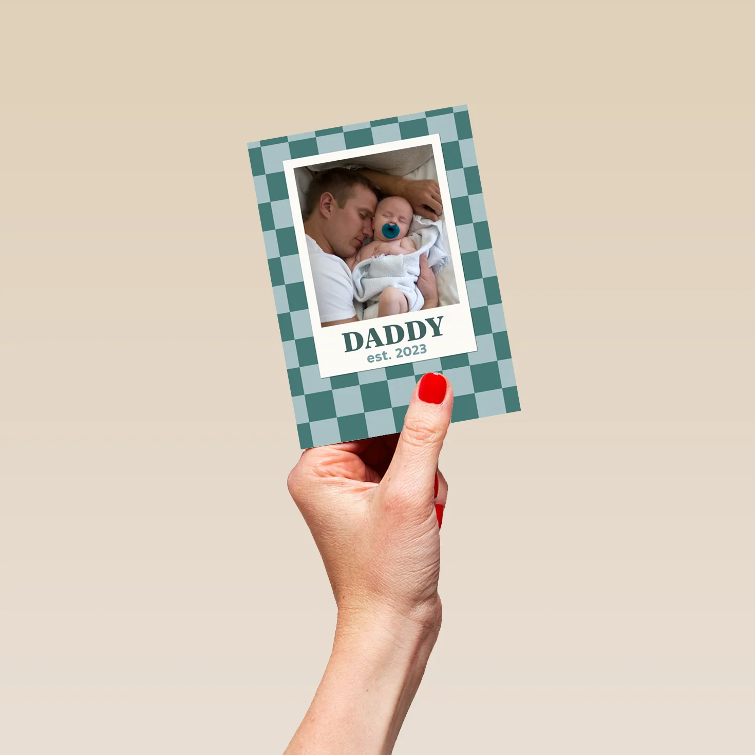 Personalised Photo Upload Checkerboard Father's Day Card for Daddy - Image 4