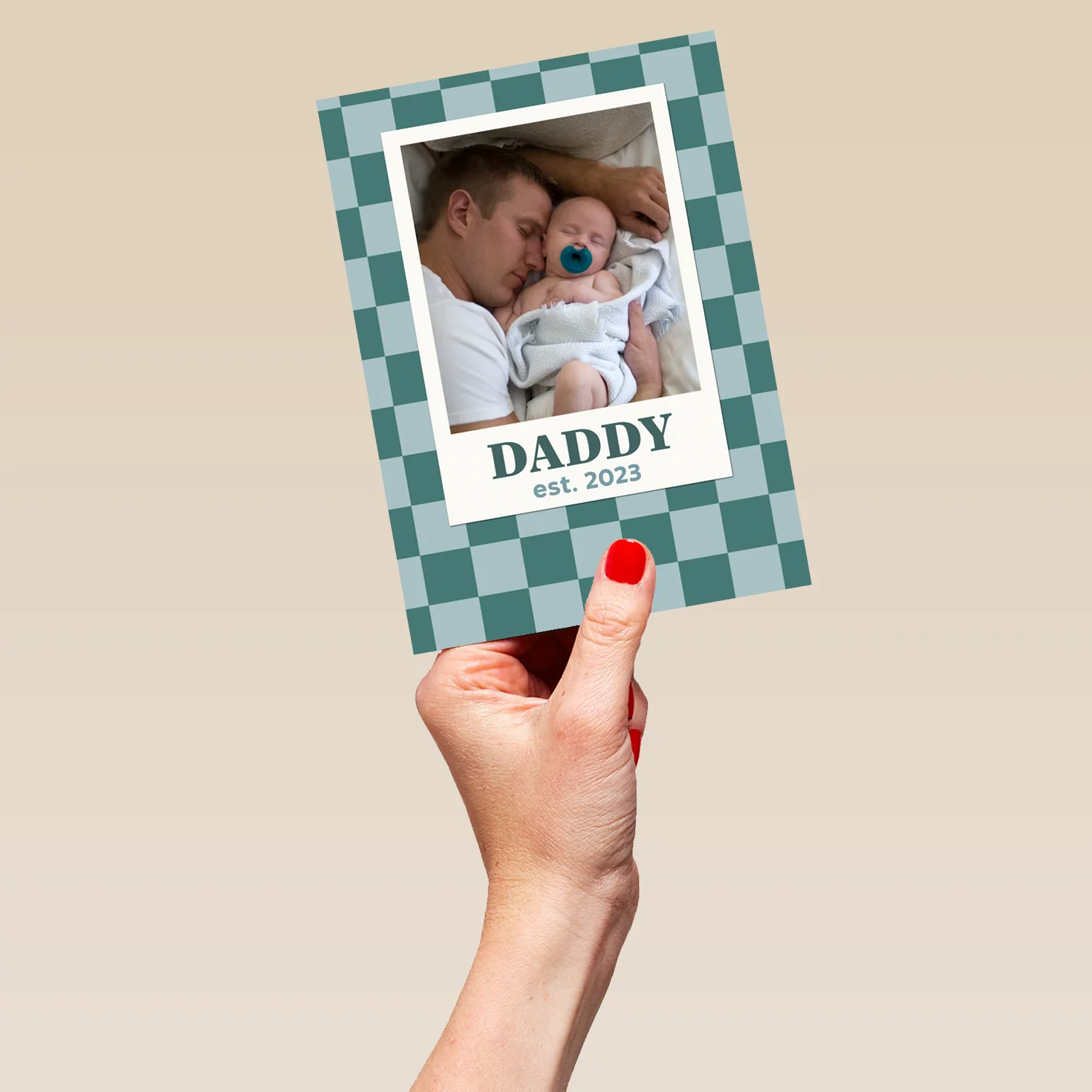 Personalised Photo Upload Checkerboard Father's Day Card for Daddy - Image 5