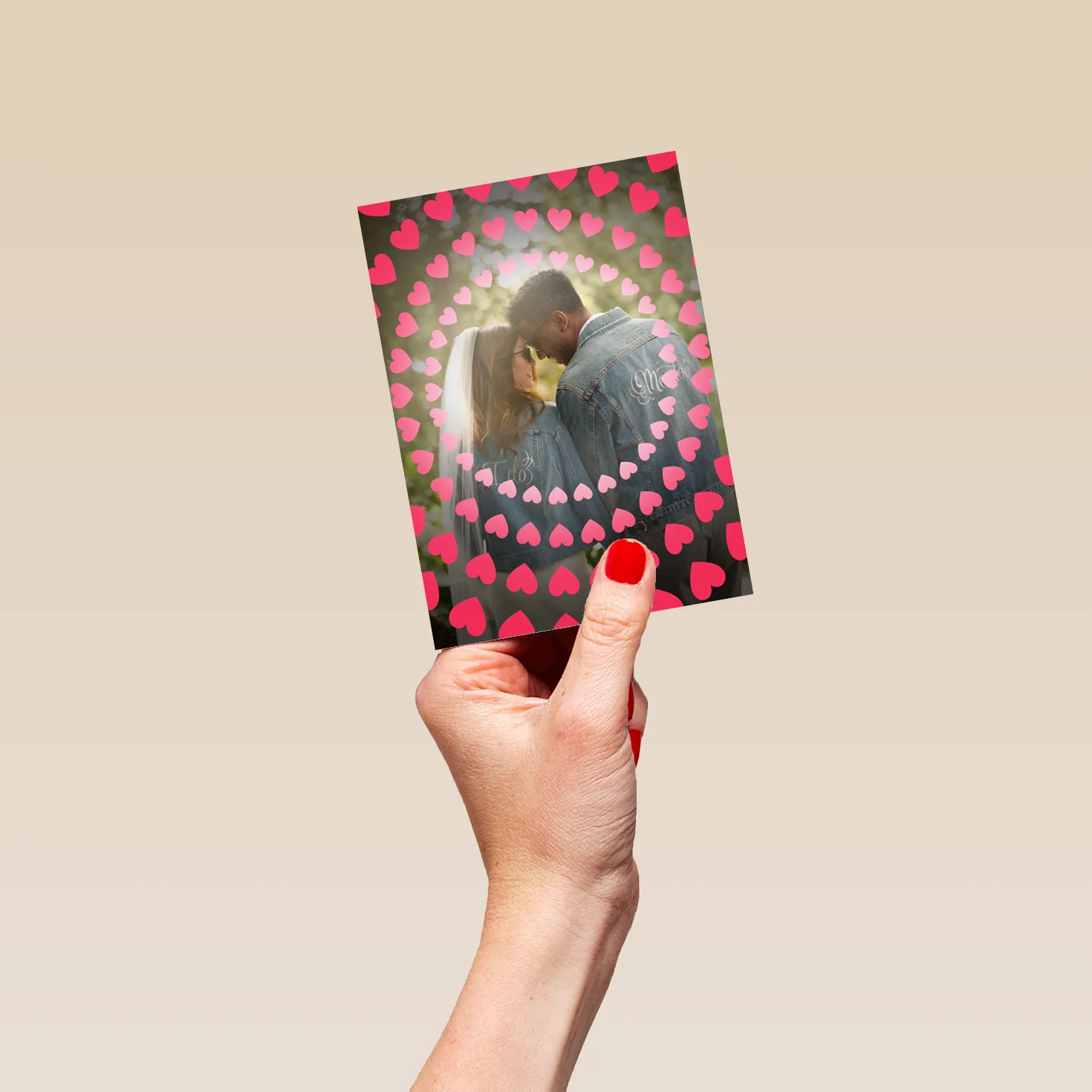 Personalised Photo Upload Circles of Hearts Valentine's Day Card - Image 4