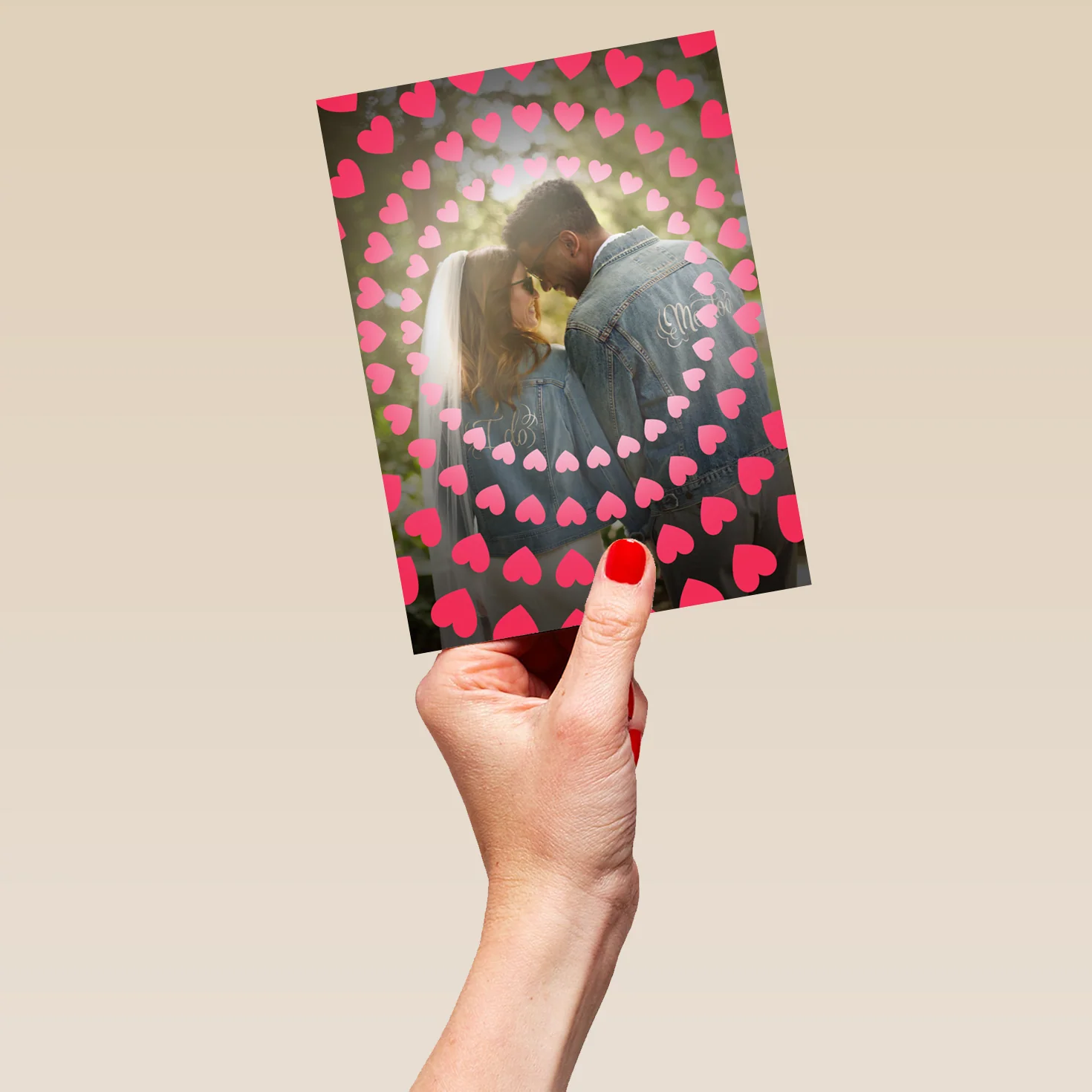 Personalised Photo Upload Circles of Hearts Valentine's Day Card - Image 5