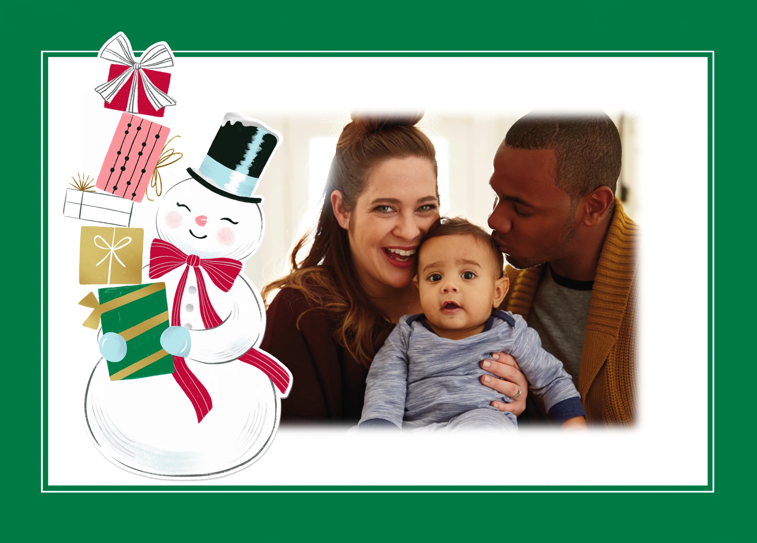 Personalised Photo Upload Classic Snowman Christmas Card
