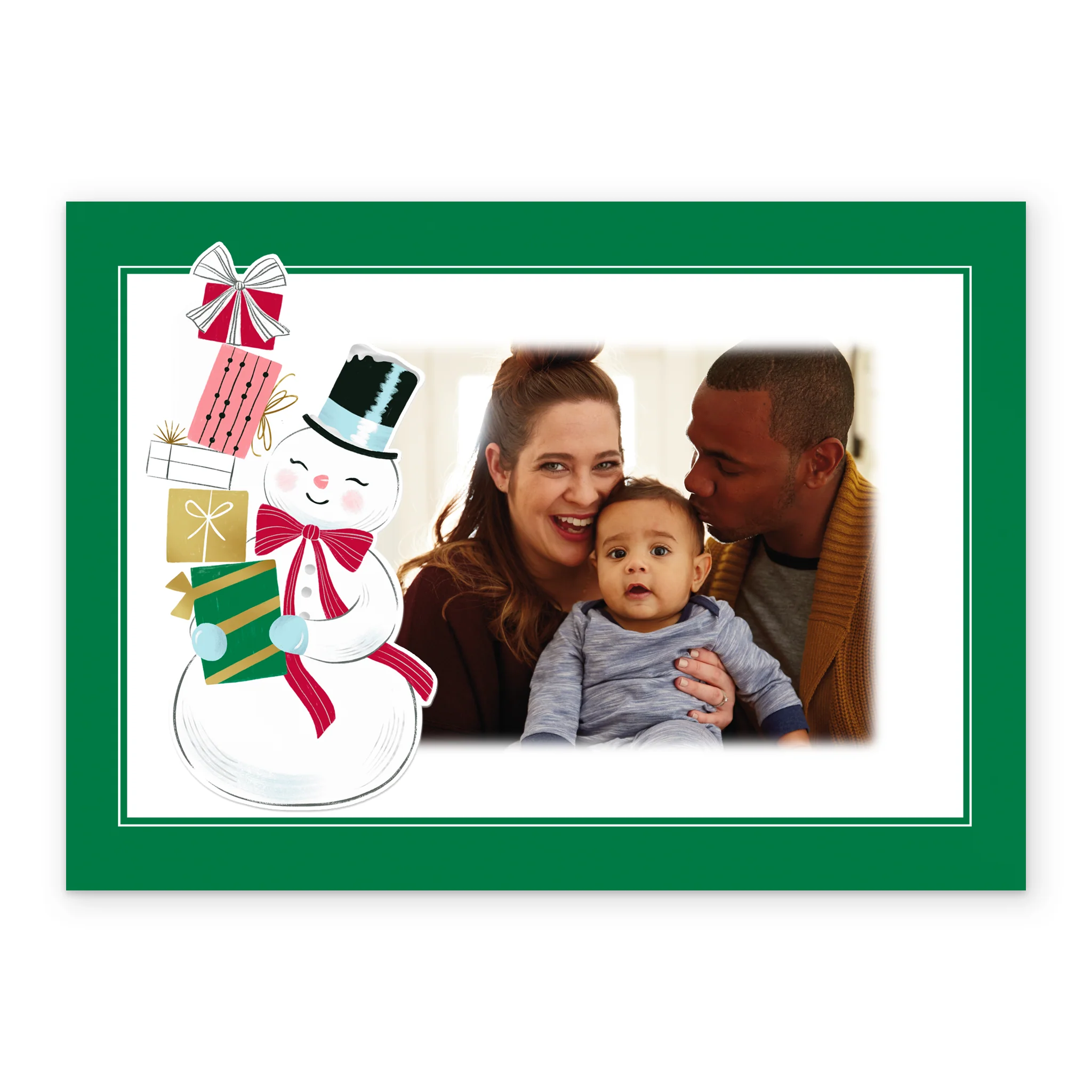 Personalised Photo Upload Classic Snowman Christmas Card - Image 2