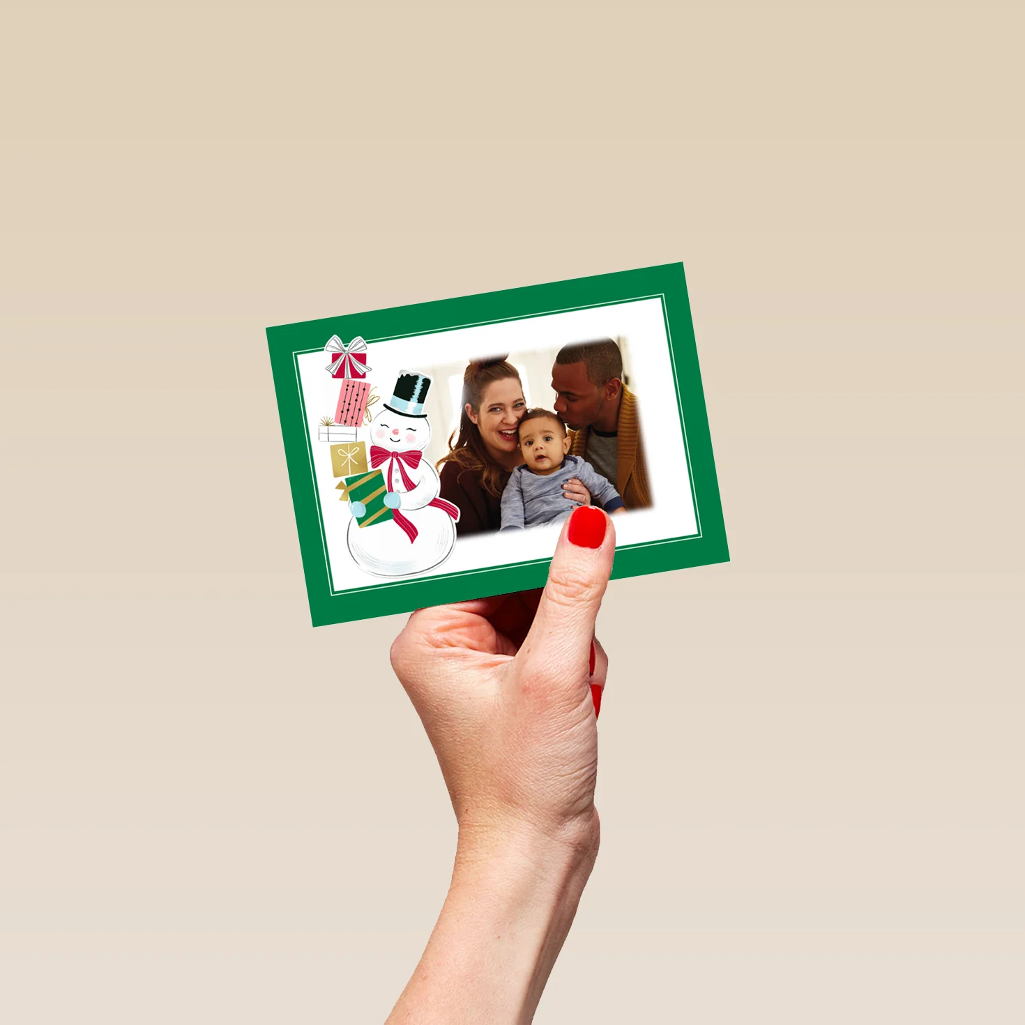 Personalised Photo Upload Classic Snowman Christmas Card - Image 4