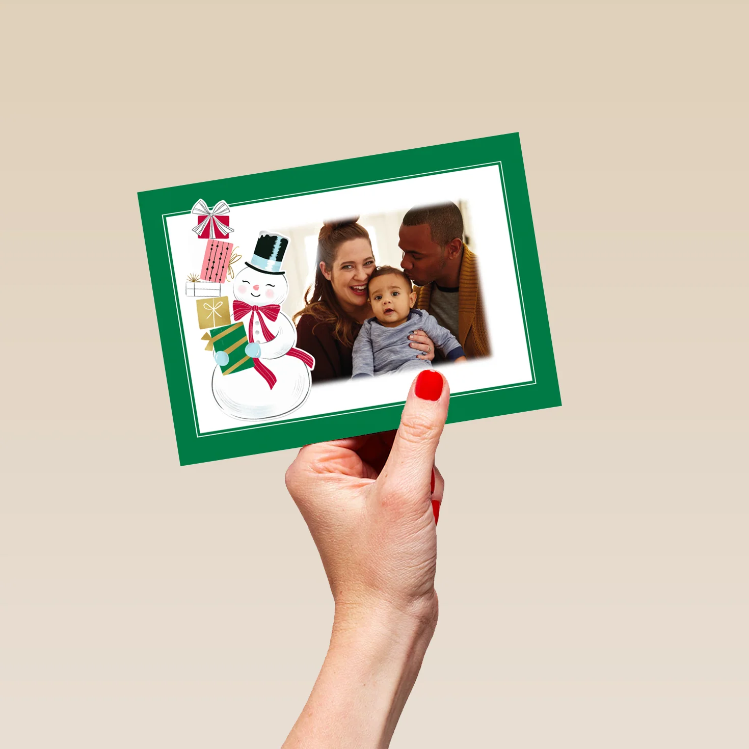 Personalised Photo Upload Classic Snowman Christmas Card - Image 5