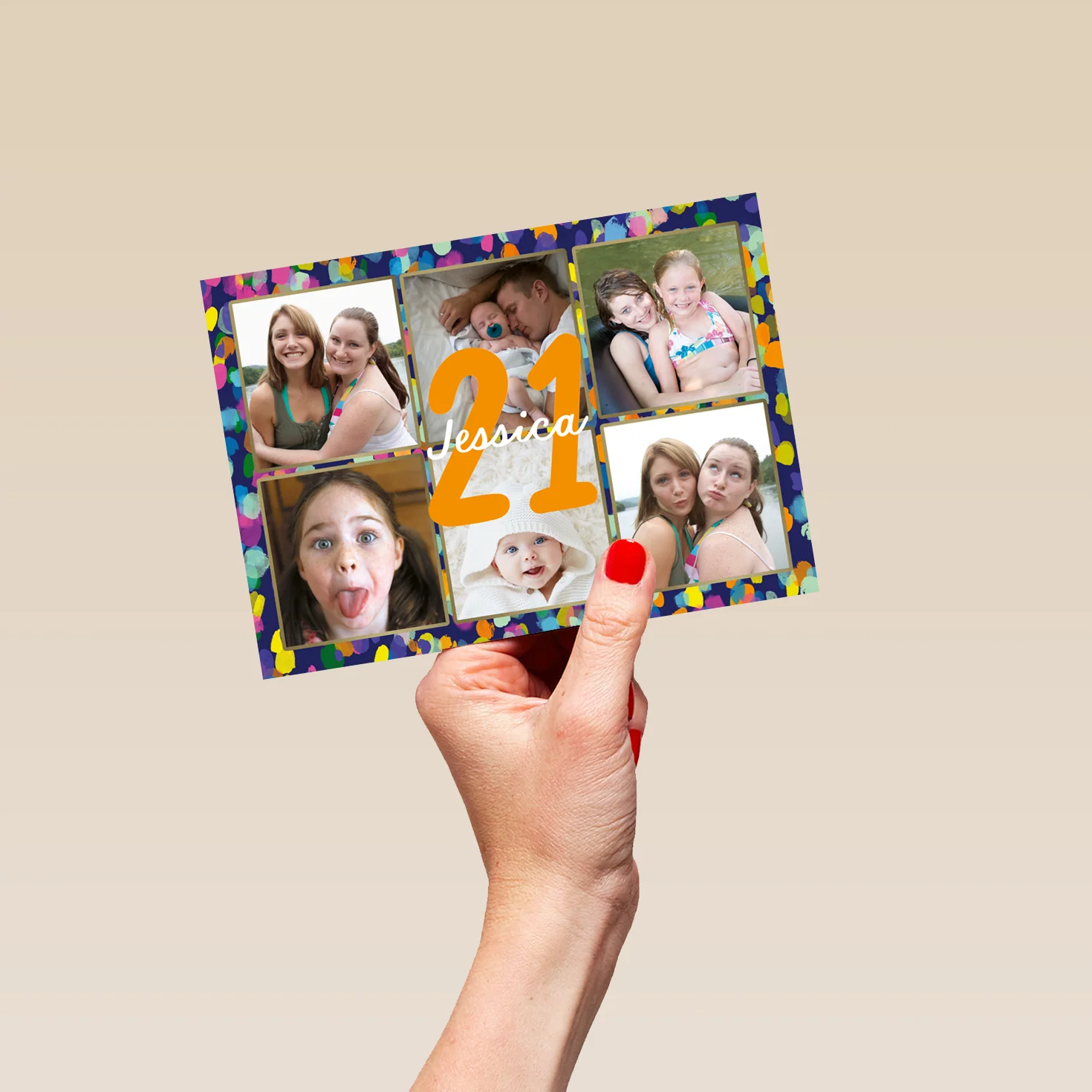 Personalised Photo Upload Collage 21st Birthday Card Fun Pattern Design - Image 5