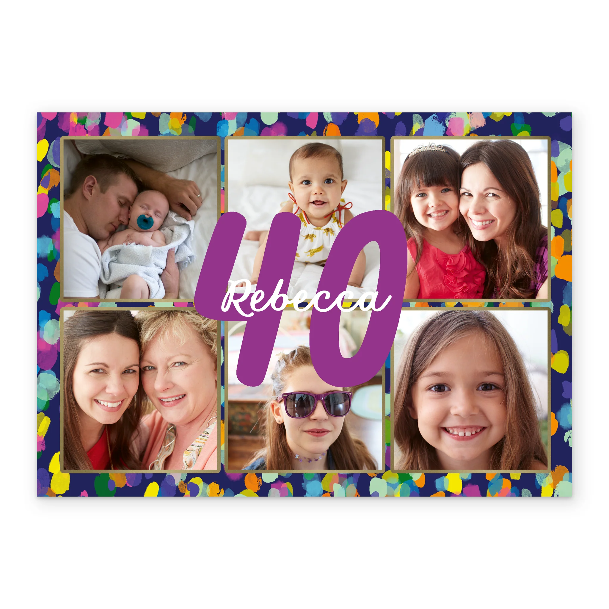 Personalised Photo Upload Collage 40th Birthday Card Fun Pattern Design - Image 2