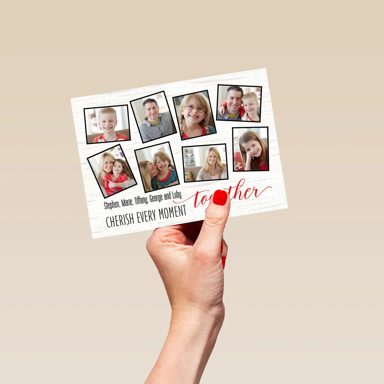 Personalised Photo Upload Collage 'Cherish Every Moment' Christmas Card - Image 5