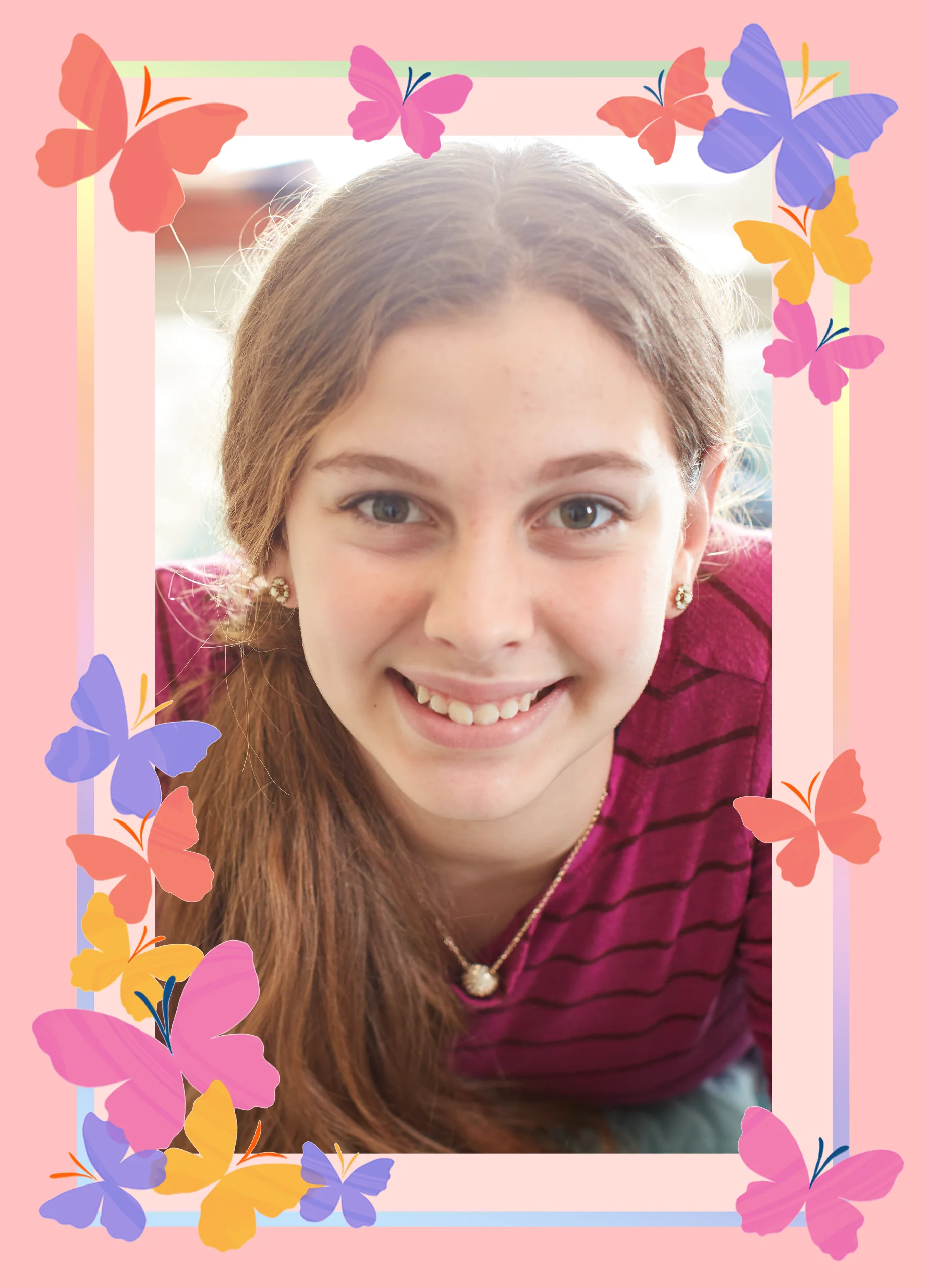 Personalised Photo Upload Colourful Butterflies Greeting Card
