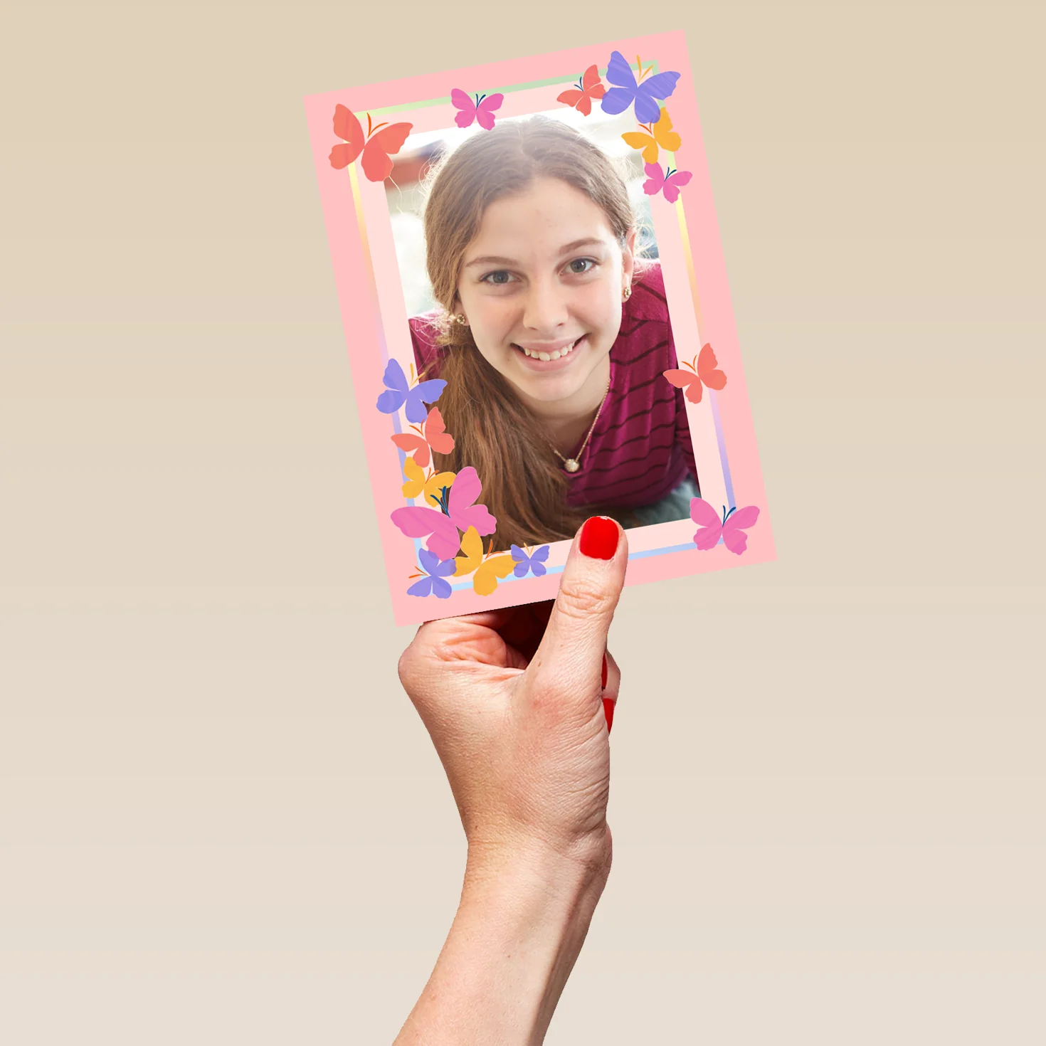 Personalised Photo Upload Colourful Butterflies Greeting Card - Image 5