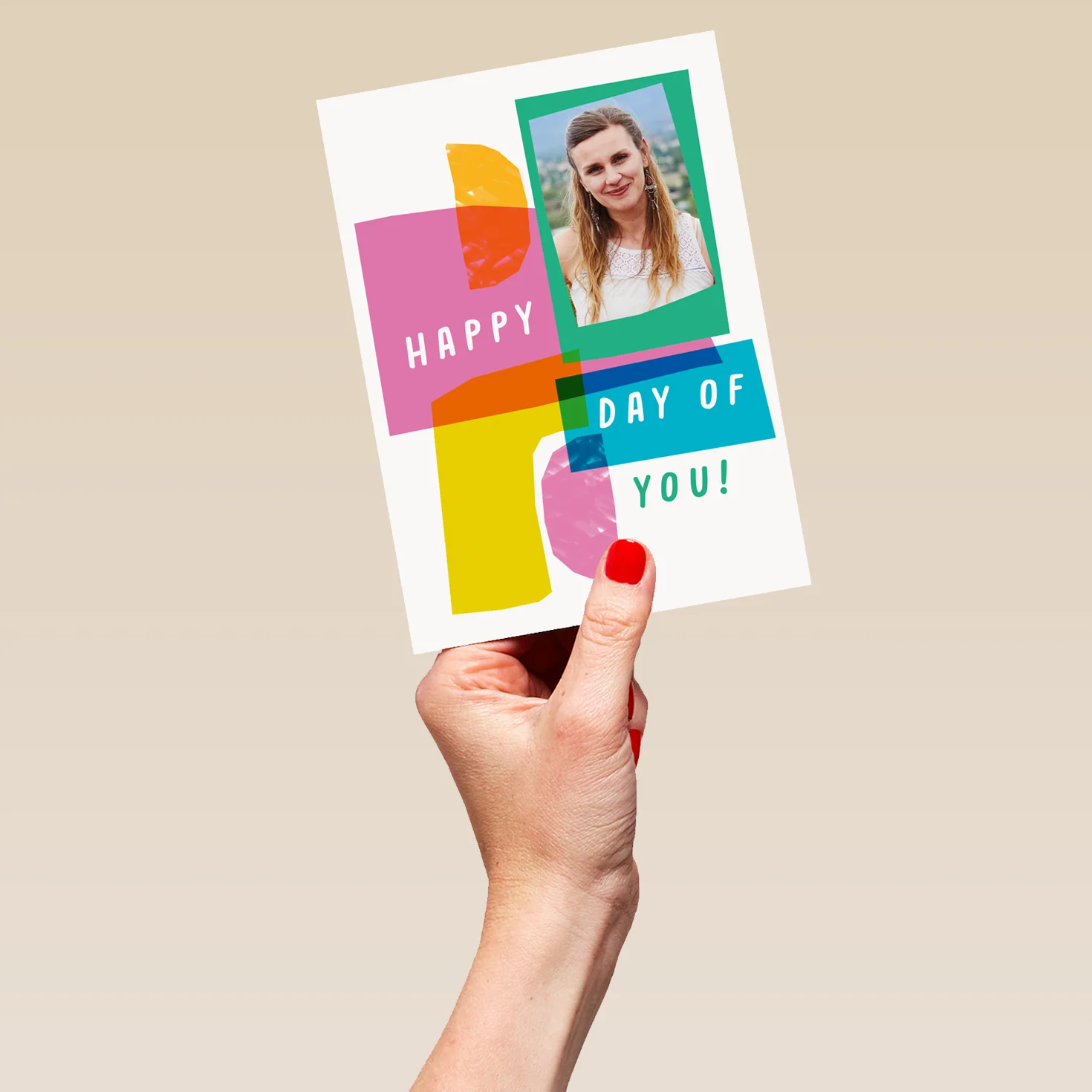 Personalised Photo Upload Colourful Shapes Birthday Card - Image 5