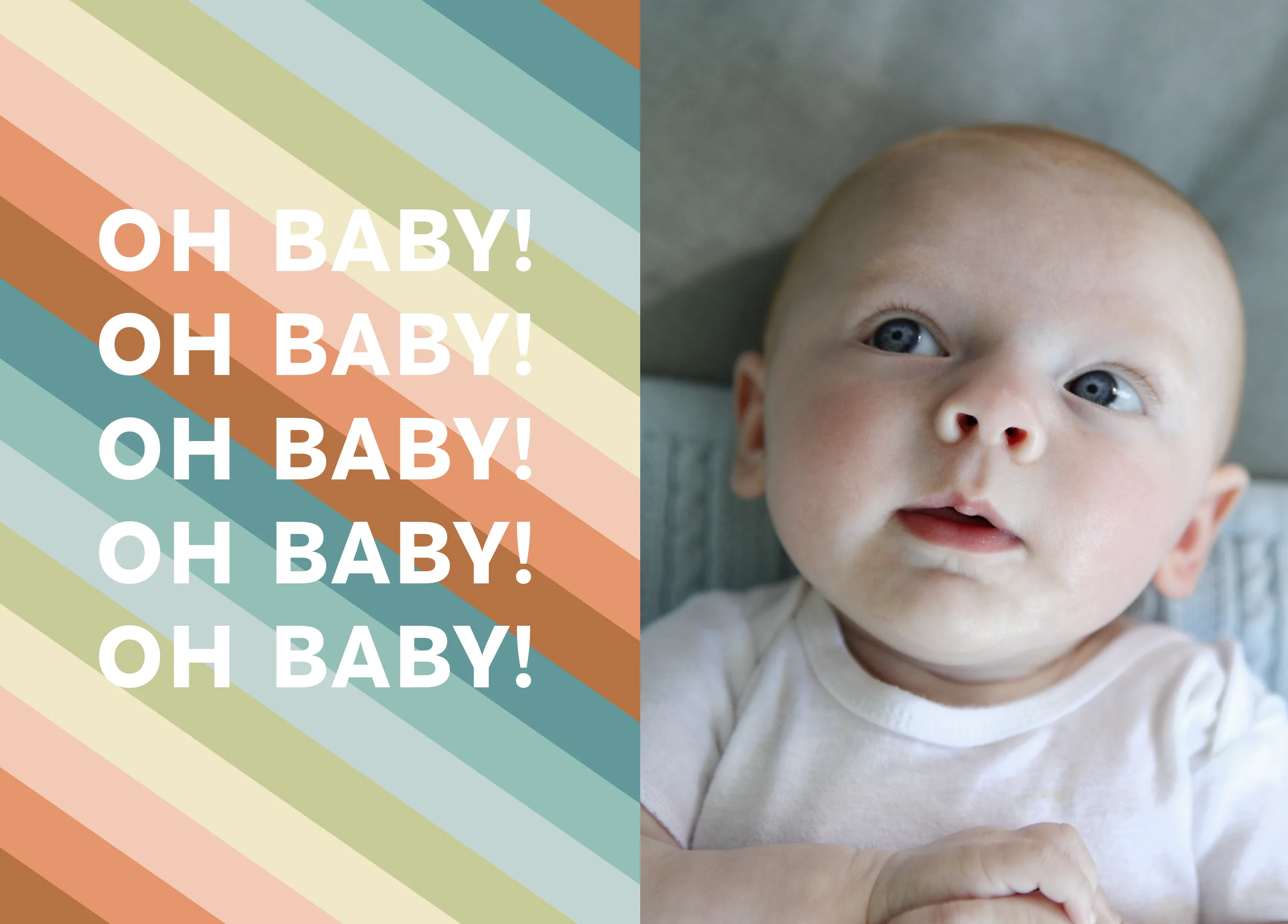 Personalised Photo Upload Colourful Stripes New Baby Card