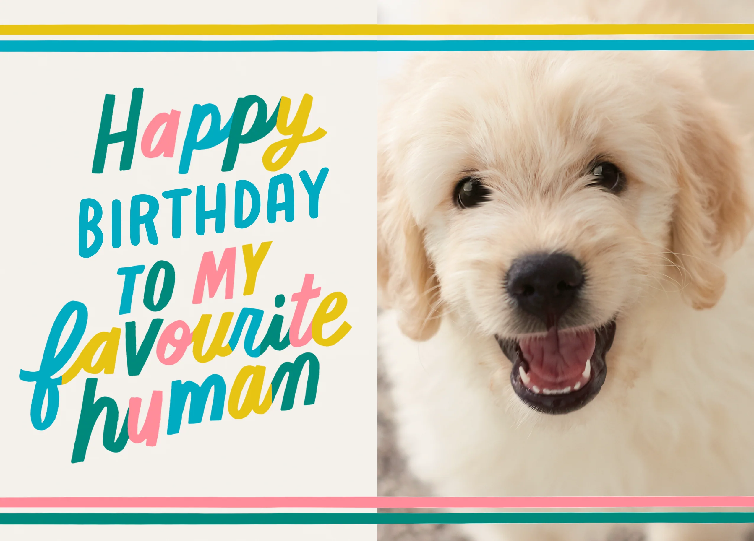 Personalised Photo Upload Colourful Word Art Birthday Card