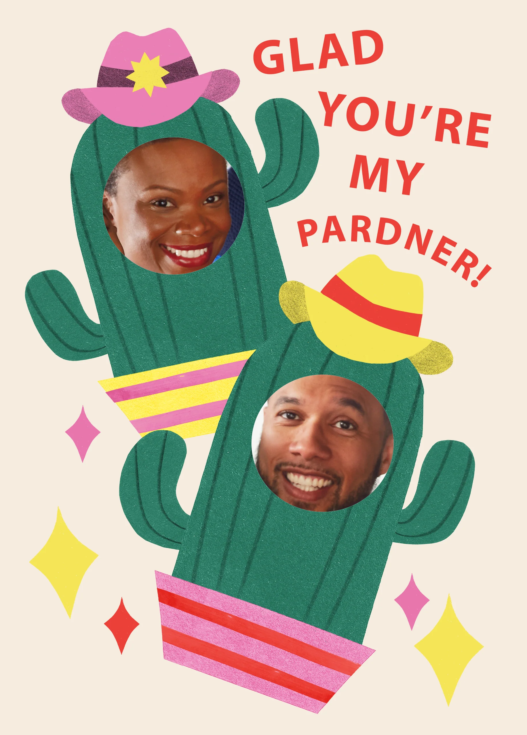 Personalised Photo Upload 'Cute Cacti' Our Anniversary Card