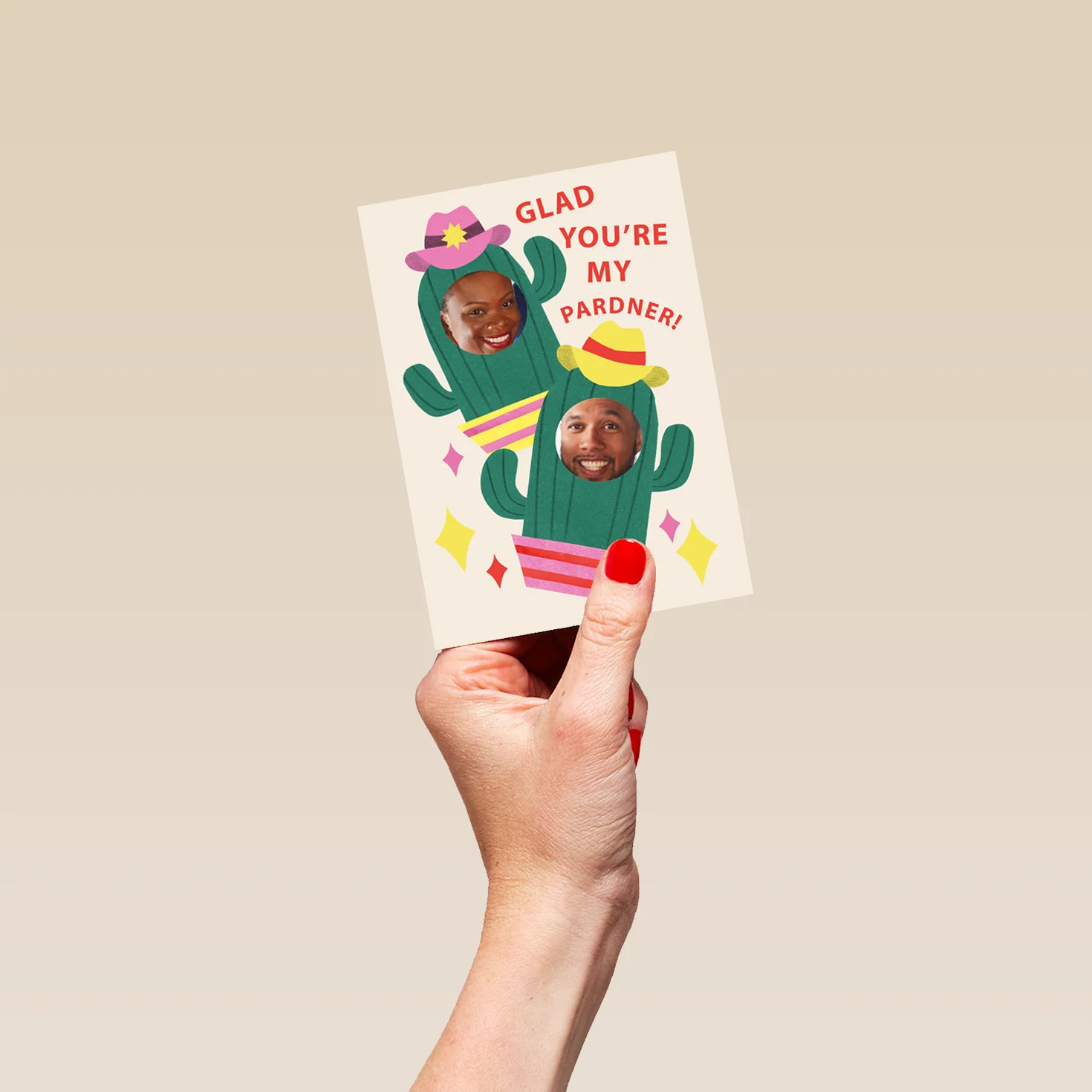 Personalised Photo Upload 'Cute Cacti' Our Anniversary Card - Image 4