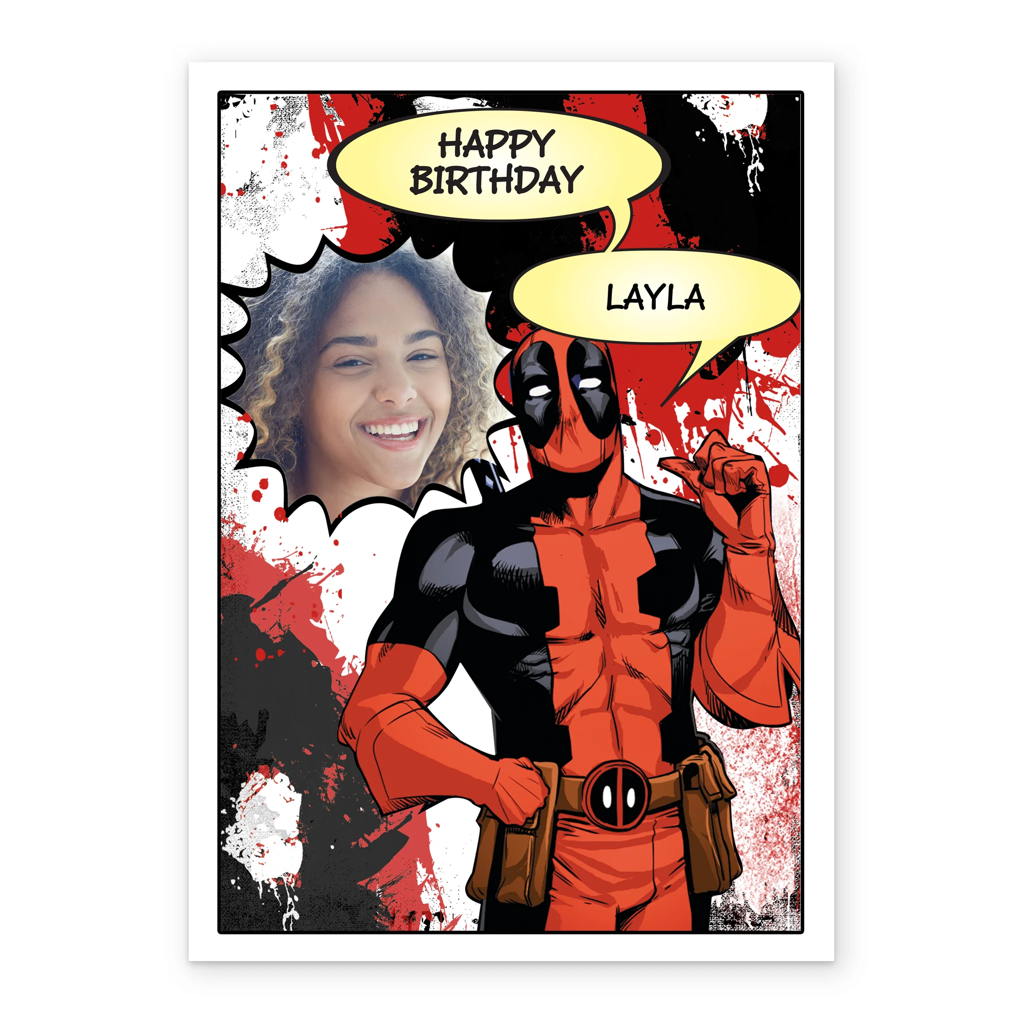 Personalised Photo Upload Deadpool Birthday Card - Image 2