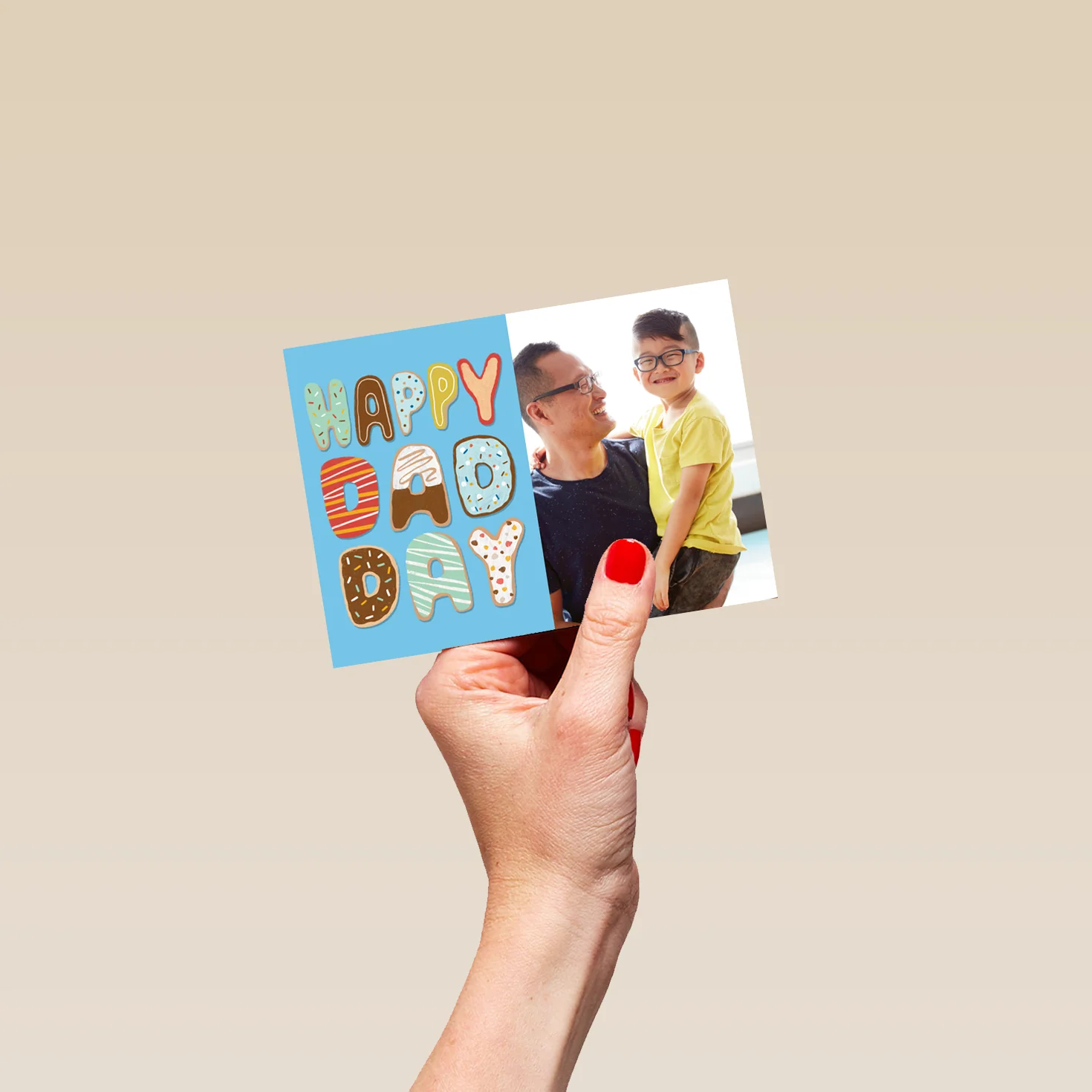 Personalised Photo Upload Doughnut Text Father's Day Card - Image 4