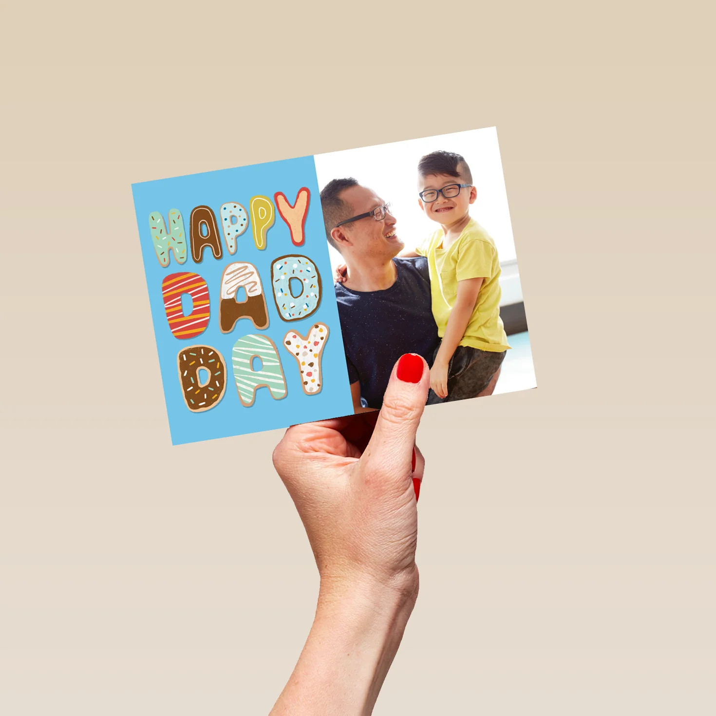 Personalised Photo Upload Doughnut Text Father's Day Card - Image 5