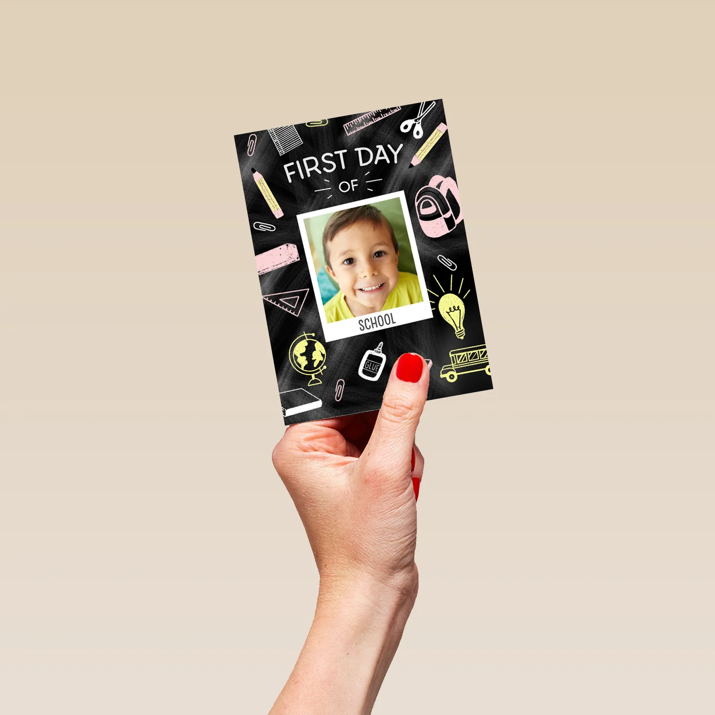 Personalised Photo Upload & Editable 1st Day at School Card - Image 4