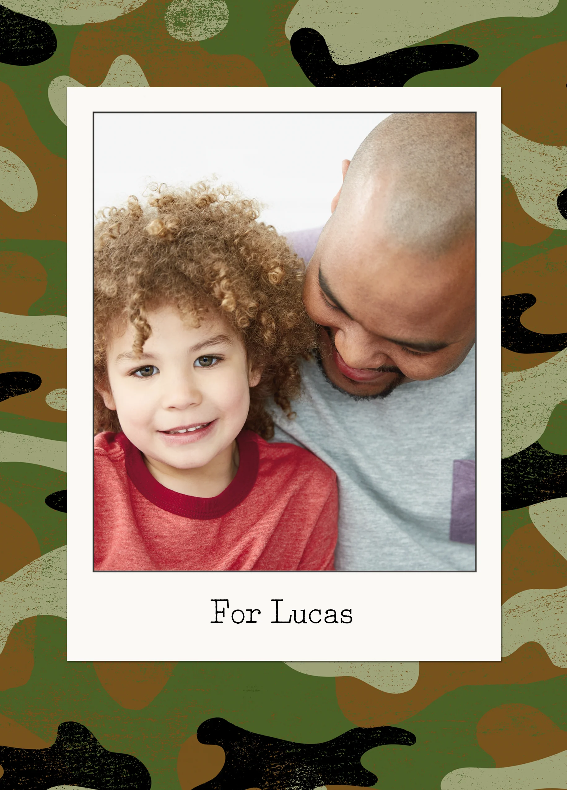 Personalised Photo Upload & Editable Camouflage Birthday Card