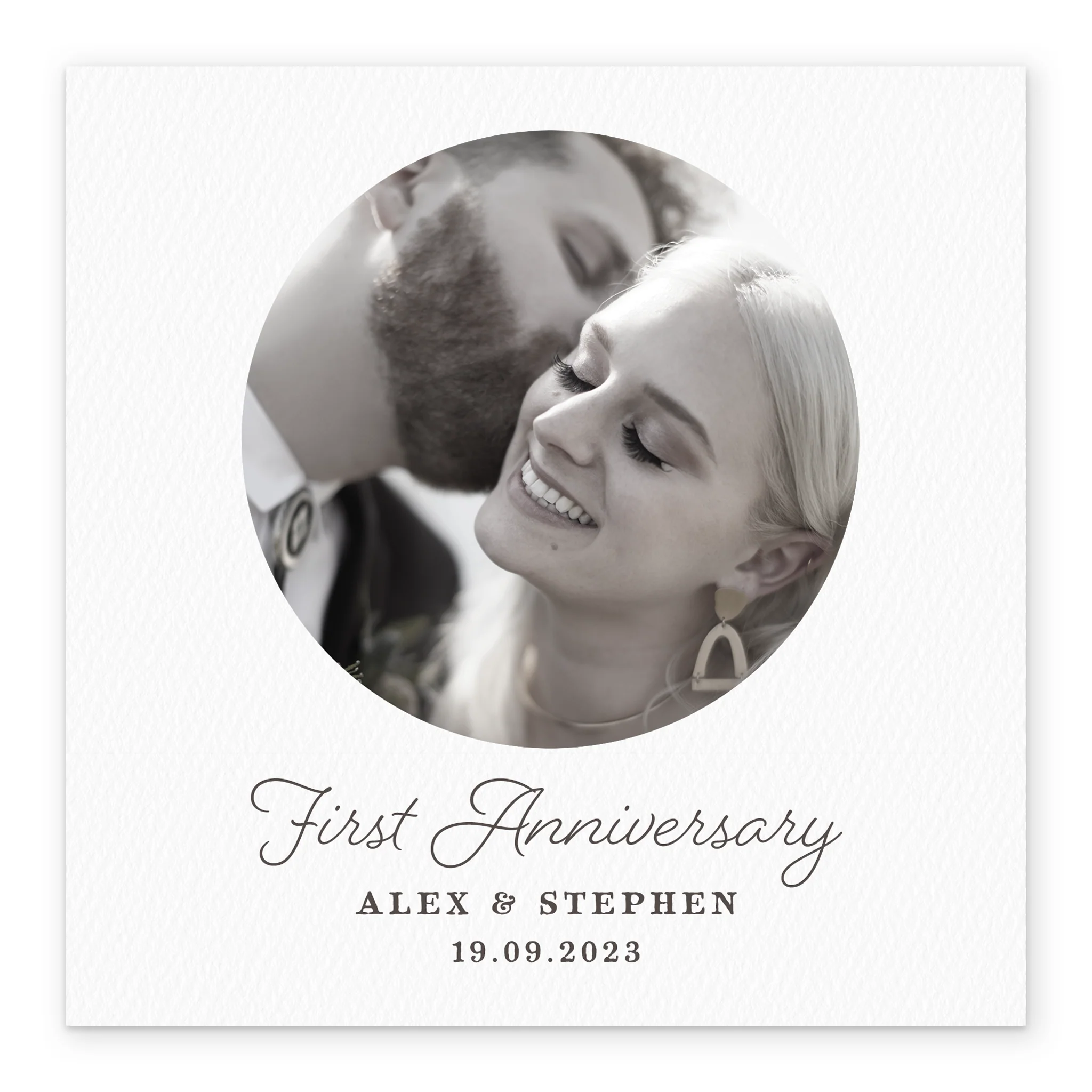 Personalised Photo Upload & Editable Circle 1st Anniversary Card - Image 2