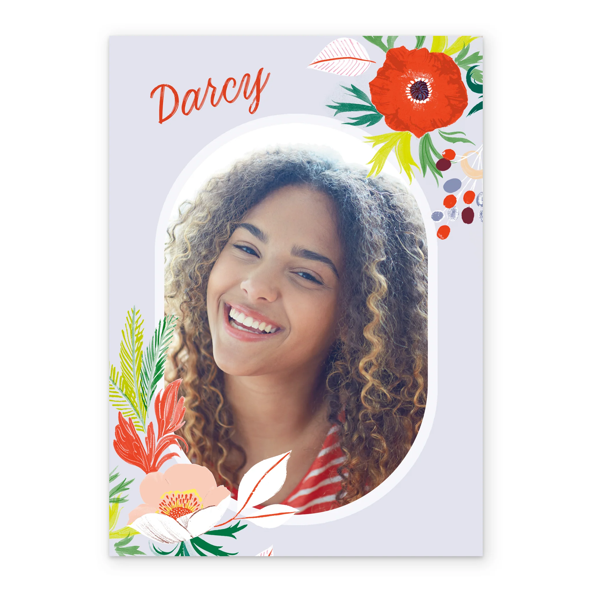 Personalised Photo Upload & Editable Colourful Florals Greeting Card - Image 2