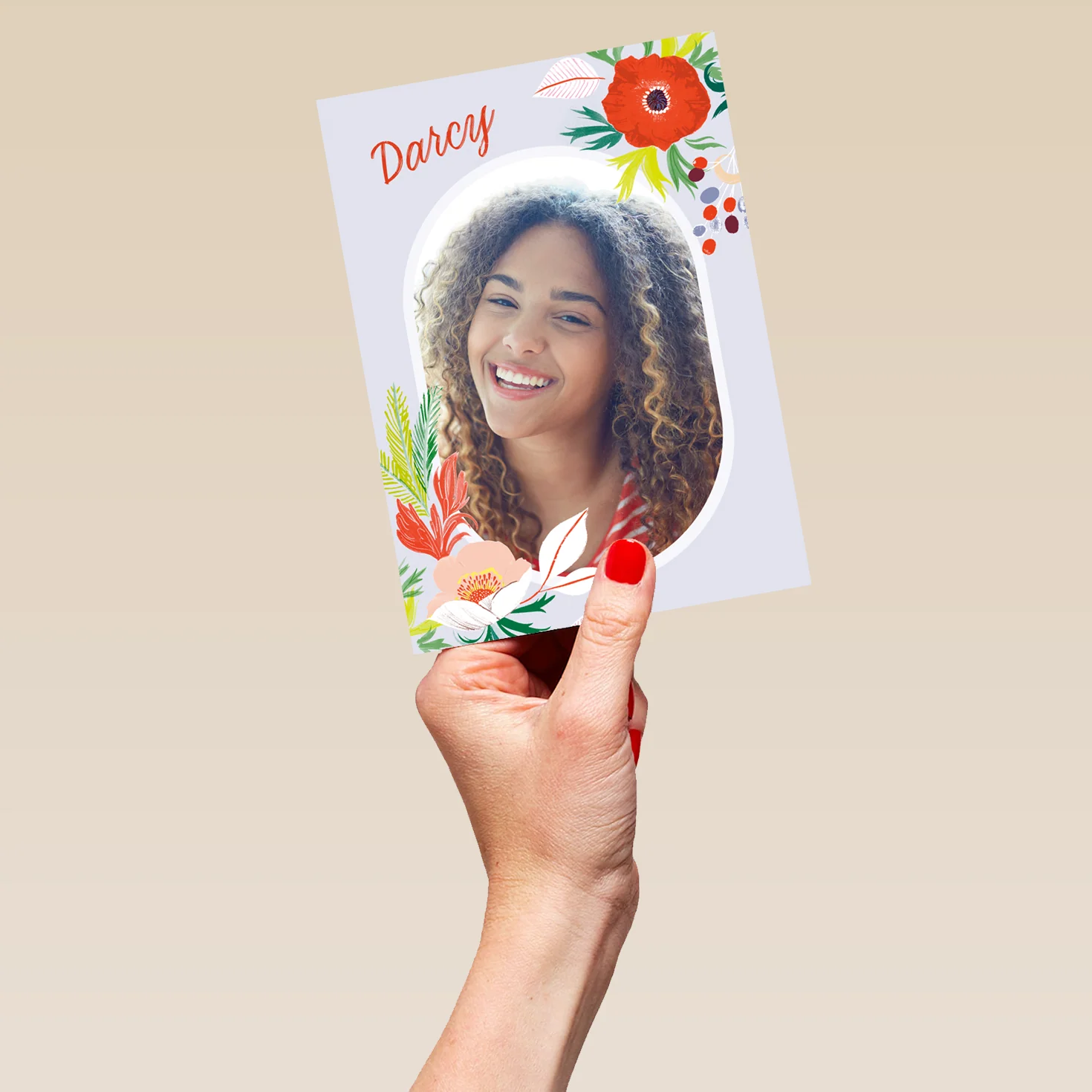 Personalised Photo Upload & Editable Colourful Florals Greeting Card - Image 5