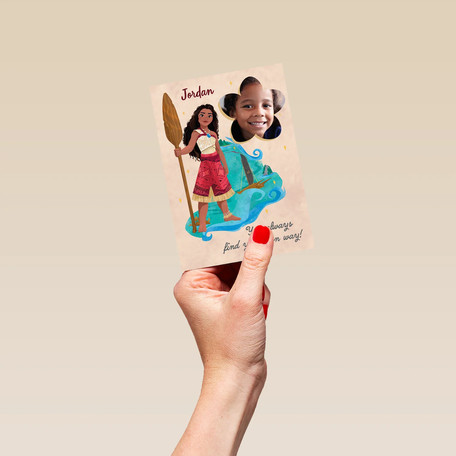 Personalised Photo Upload & Editable Disney Moana Find Your Own Way Birthday Card - Image 4