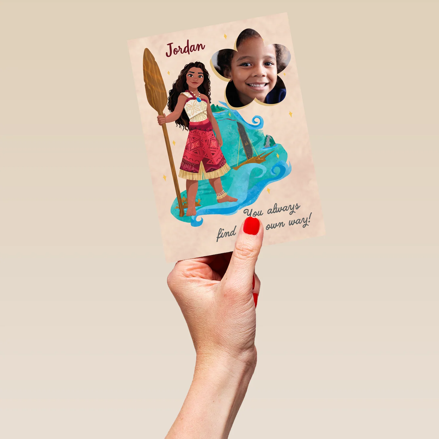 Personalised Photo Upload & Editable Disney Moana Find Your Own Way Birthday Card - Image 5