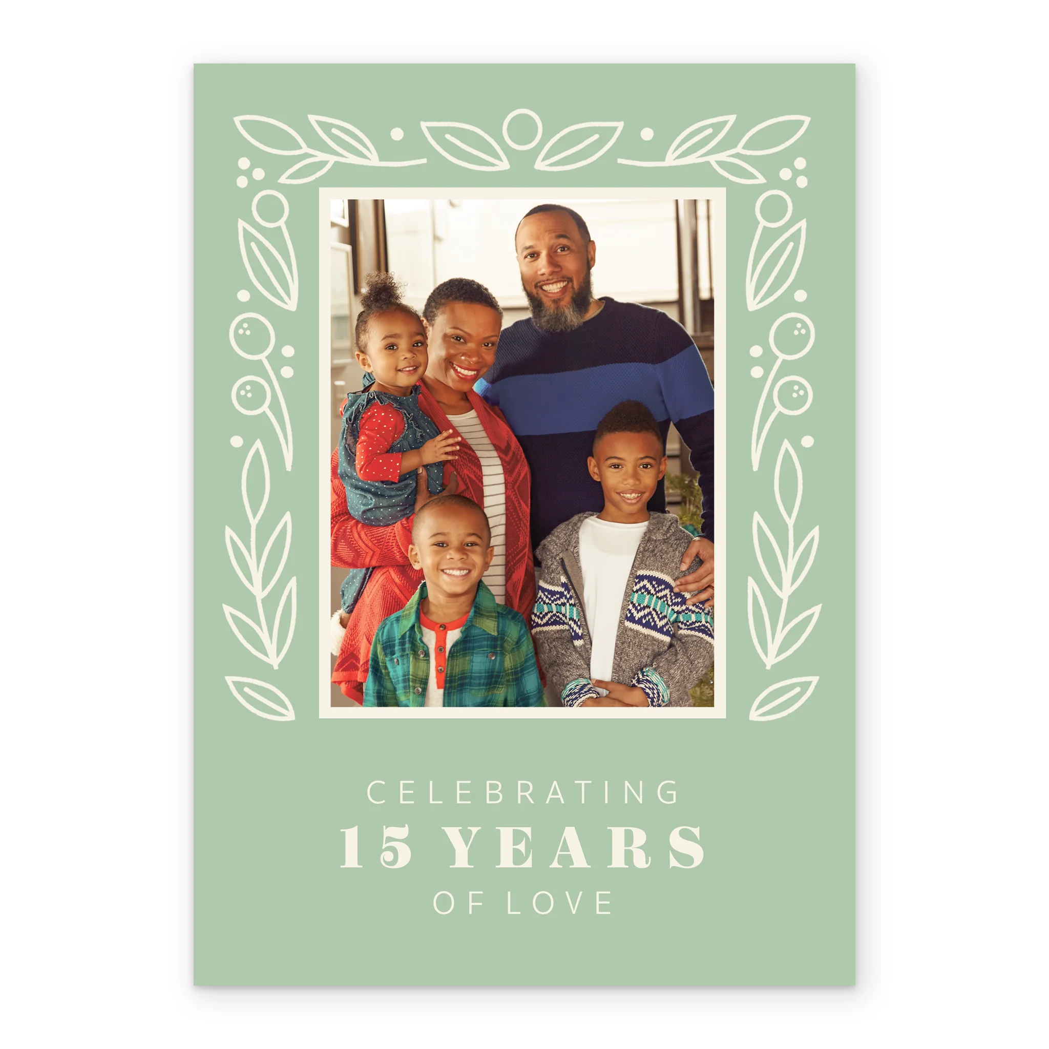 Personalised Photo Upload & Editable Floral Border 15th Anniversary Card - Image 2