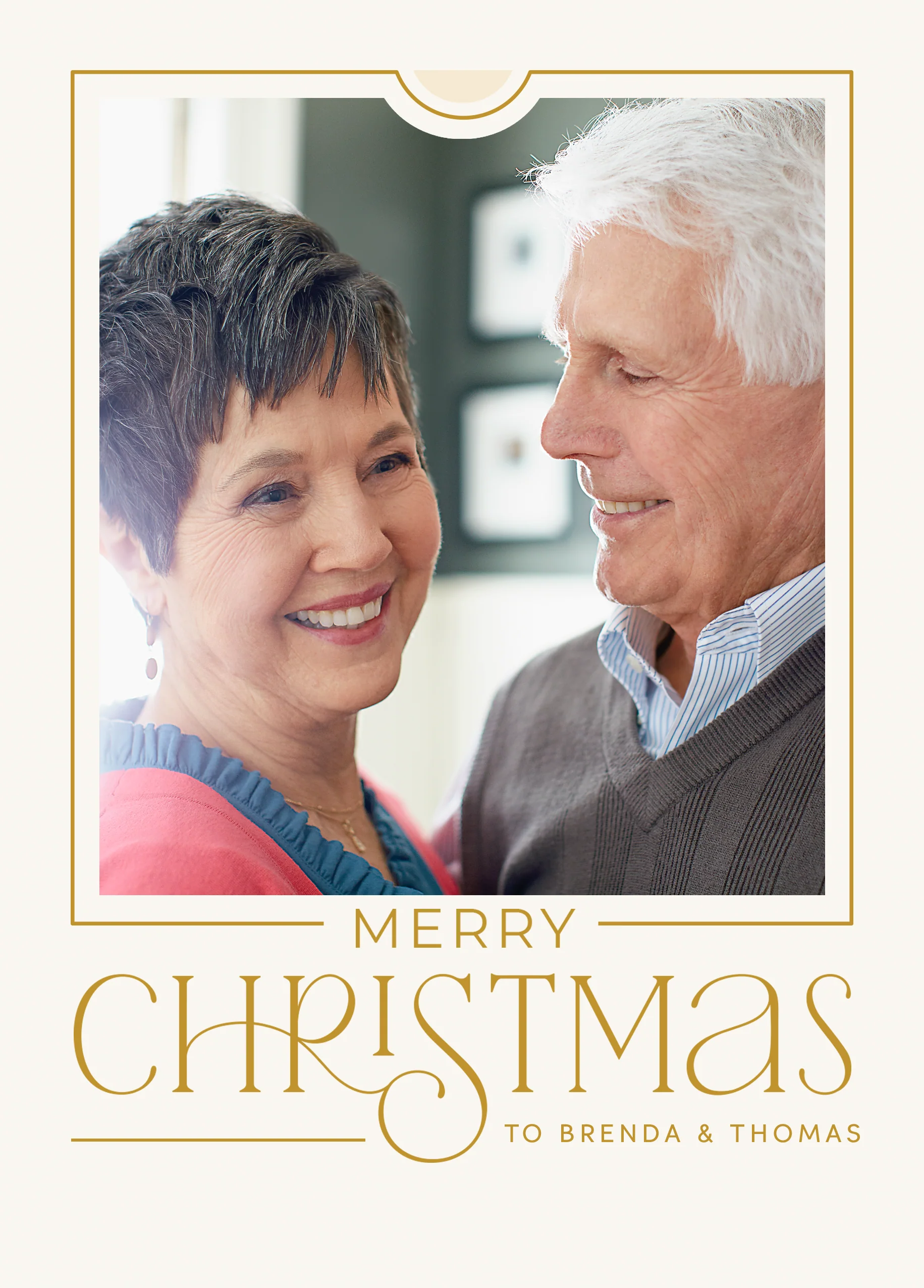 Personalised Photo Upload & Editable Gold Lettering Christmas Card