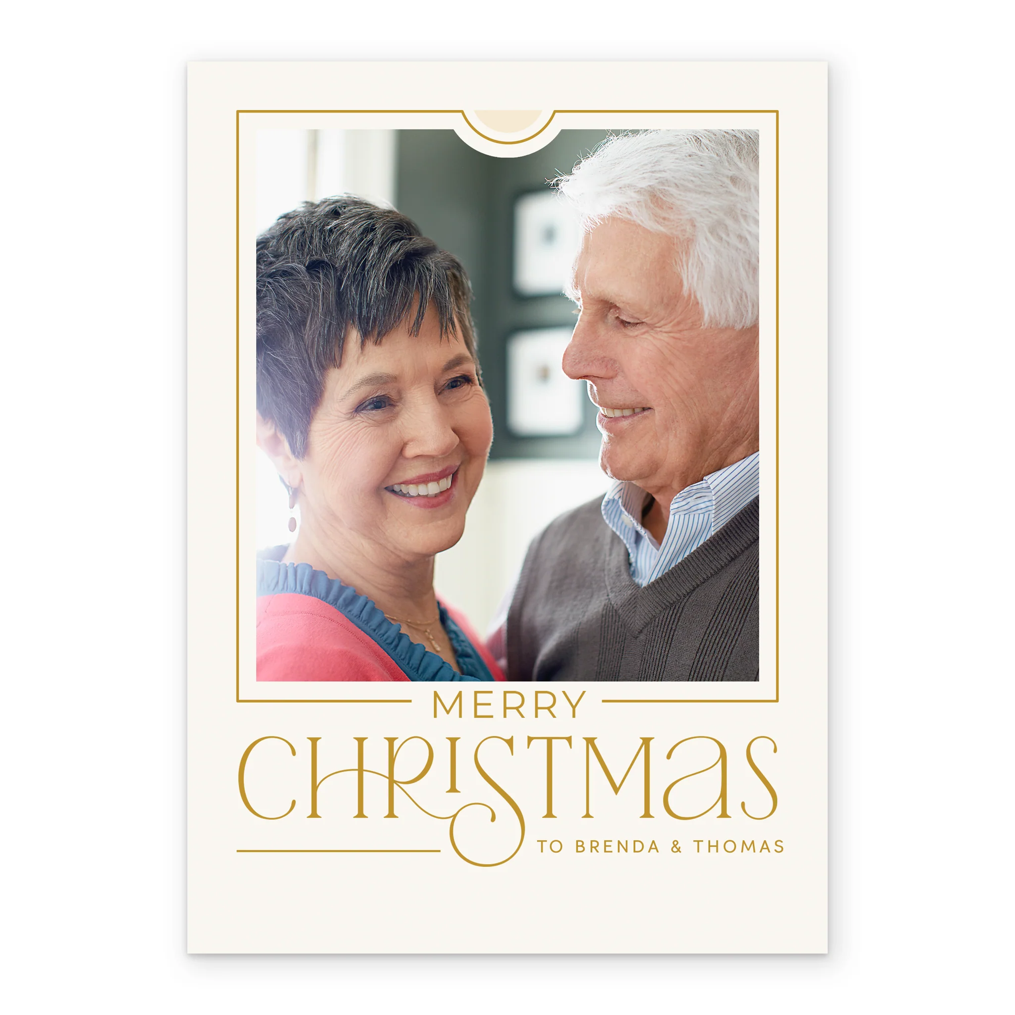 Personalised Photo Upload & Editable Gold Lettering Christmas Card - Image 2