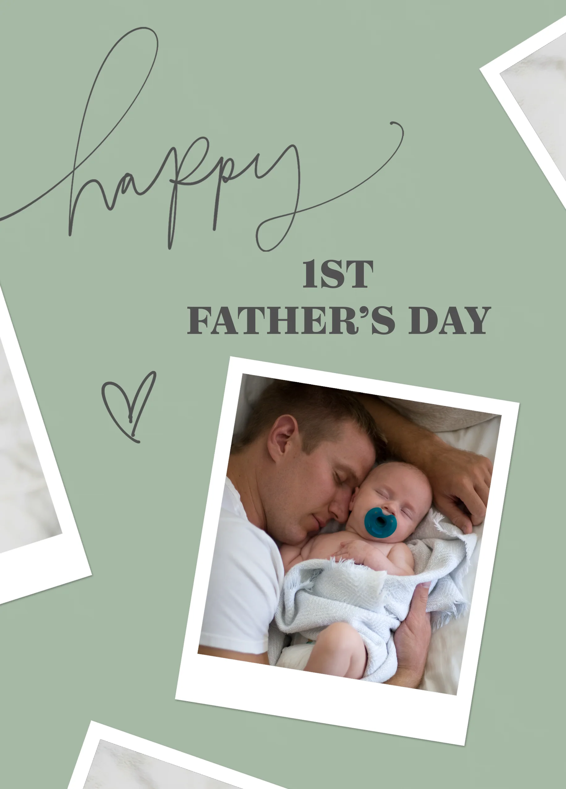 Personalised Photo Upload & Editable Green 1st Father's Day Card
