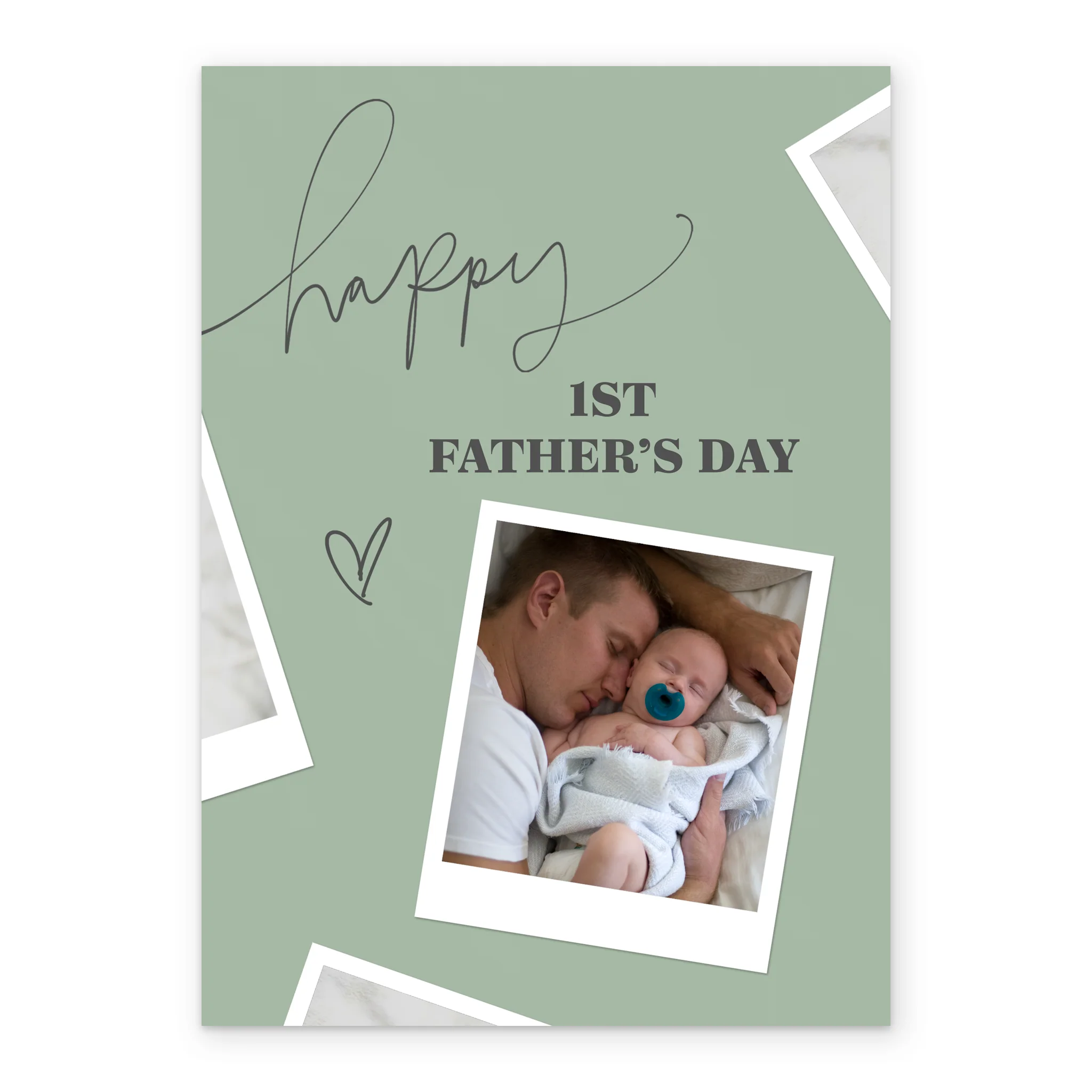 Personalised Photo Upload & Editable Green 1st Father's Day Card - Image 2