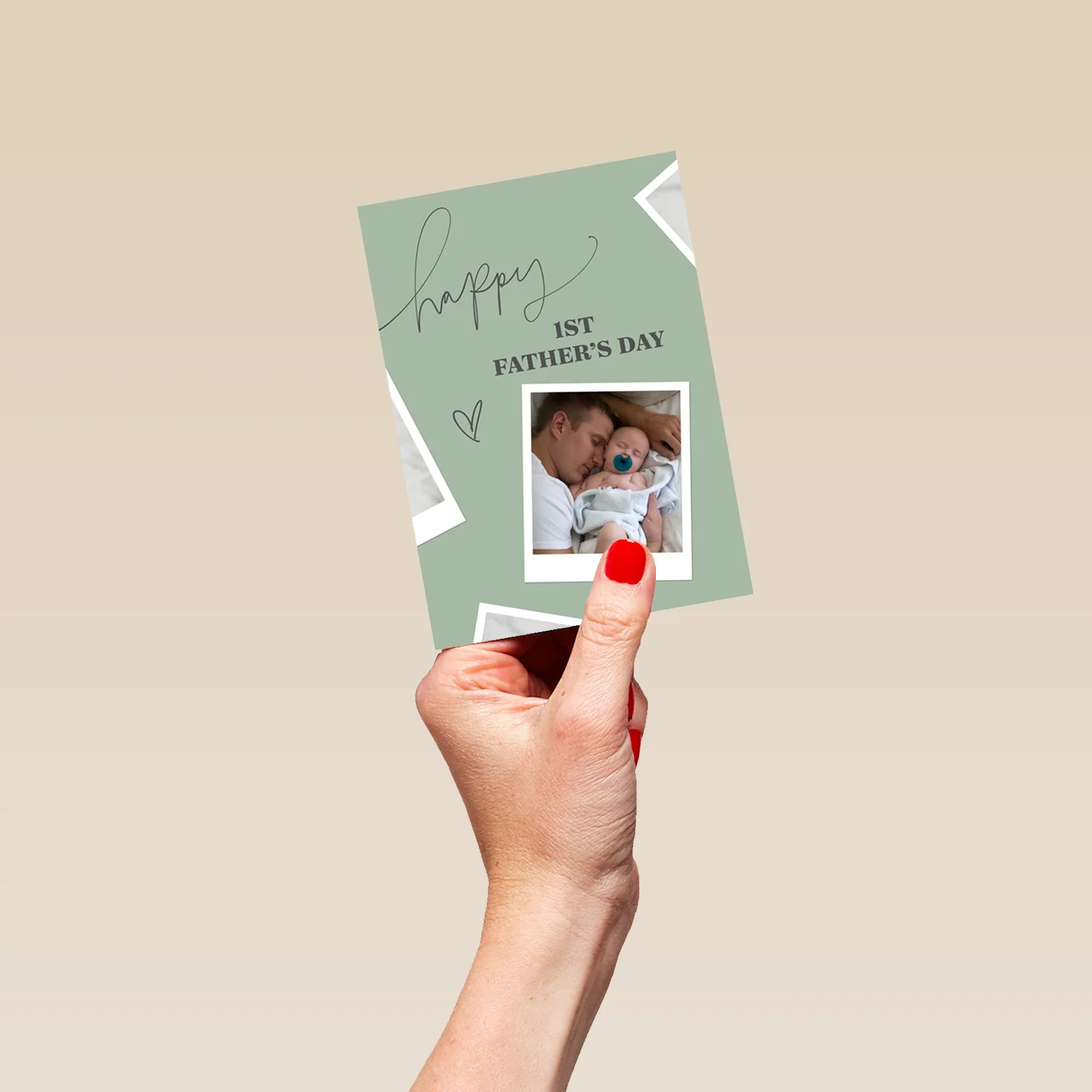 Personalised Photo Upload & Editable Green 1st Father's Day Card - Image 4