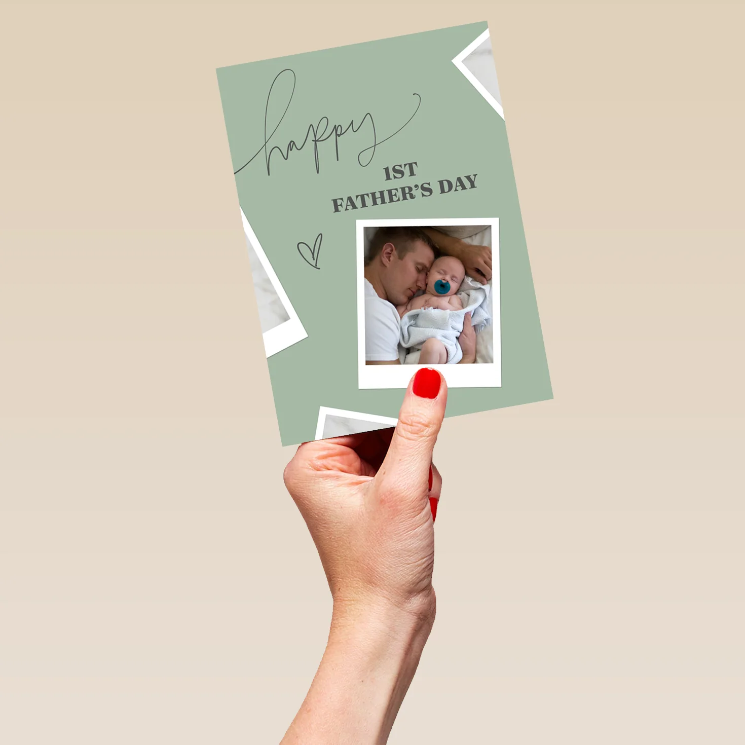 Personalised Photo Upload & Editable Green 1st Father's Day Card - Image 5