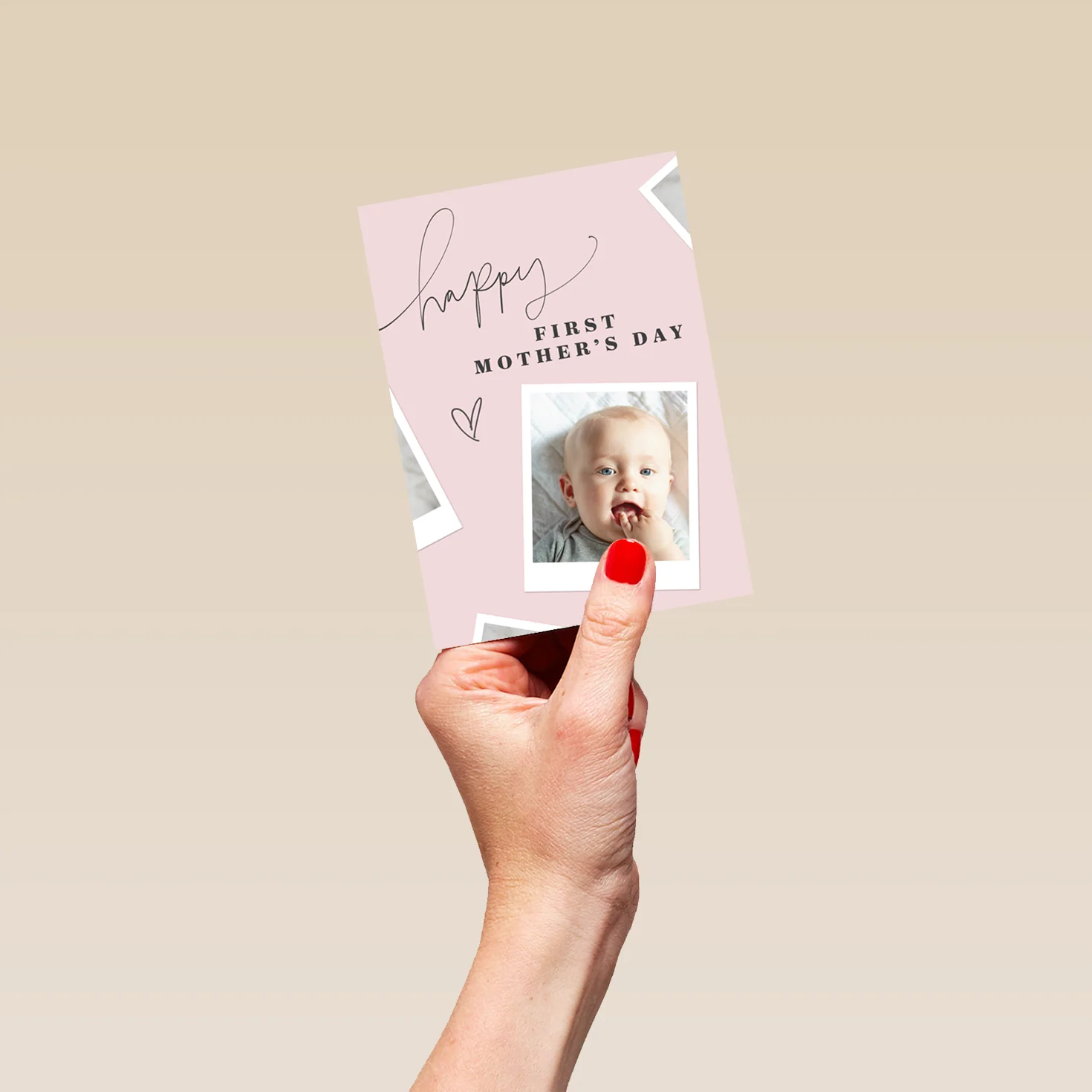 Personalised Photo Upload & Editable Heart First Mother's Day Card - Image 4