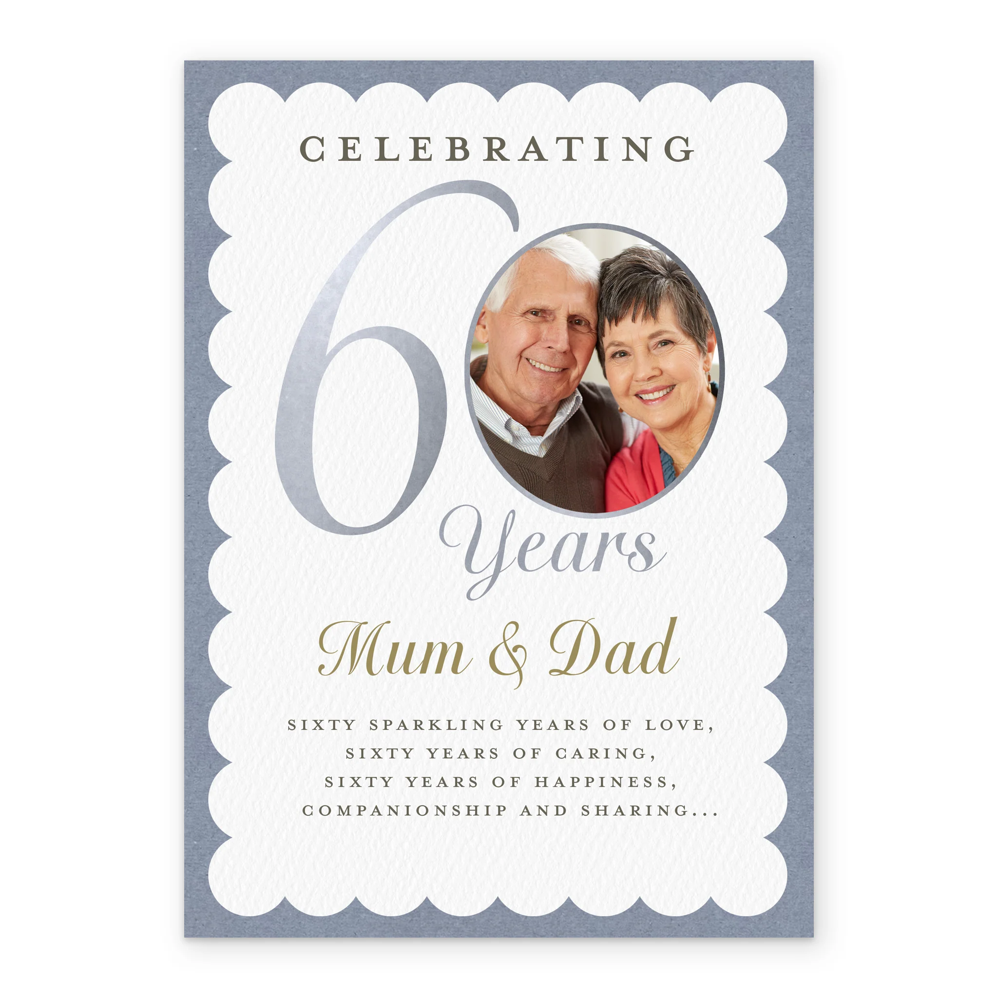 Personalised Photo Upload & Editable Heartfelt Verse 60th Diamond Anniversary Card - Image 2