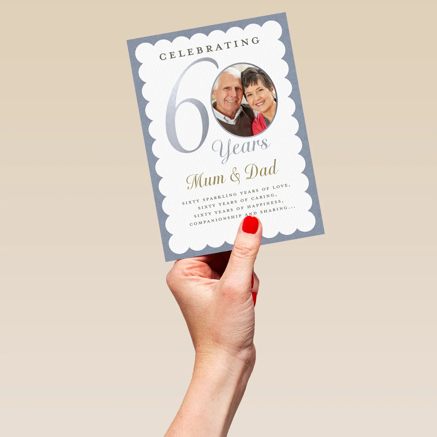 Personalised Photo Upload & Editable Heartfelt Verse 60th Diamond Anniversary Card - Image 5