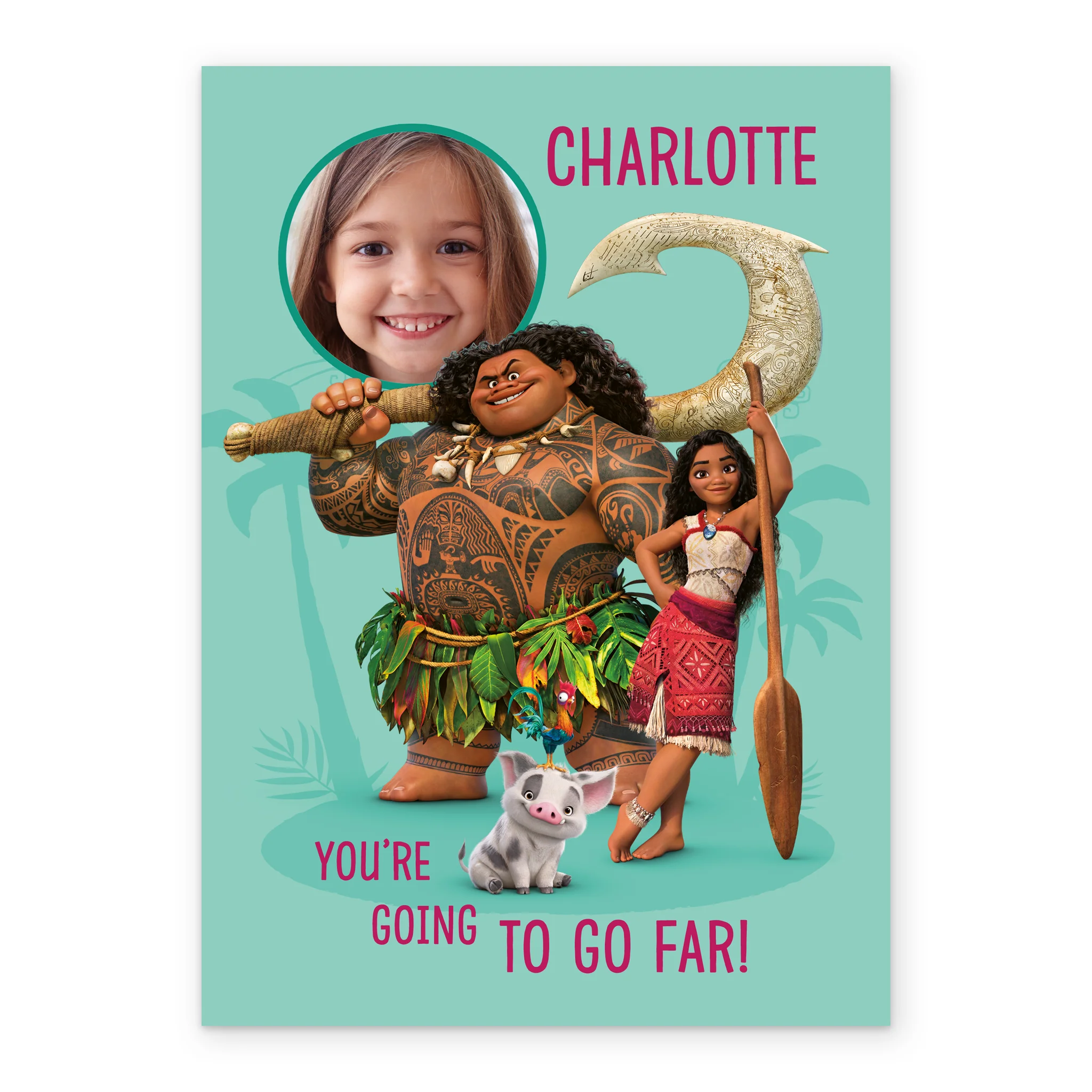 Personalised Photo Upload & Editable Moana & Friends Birthday Card - Image 2