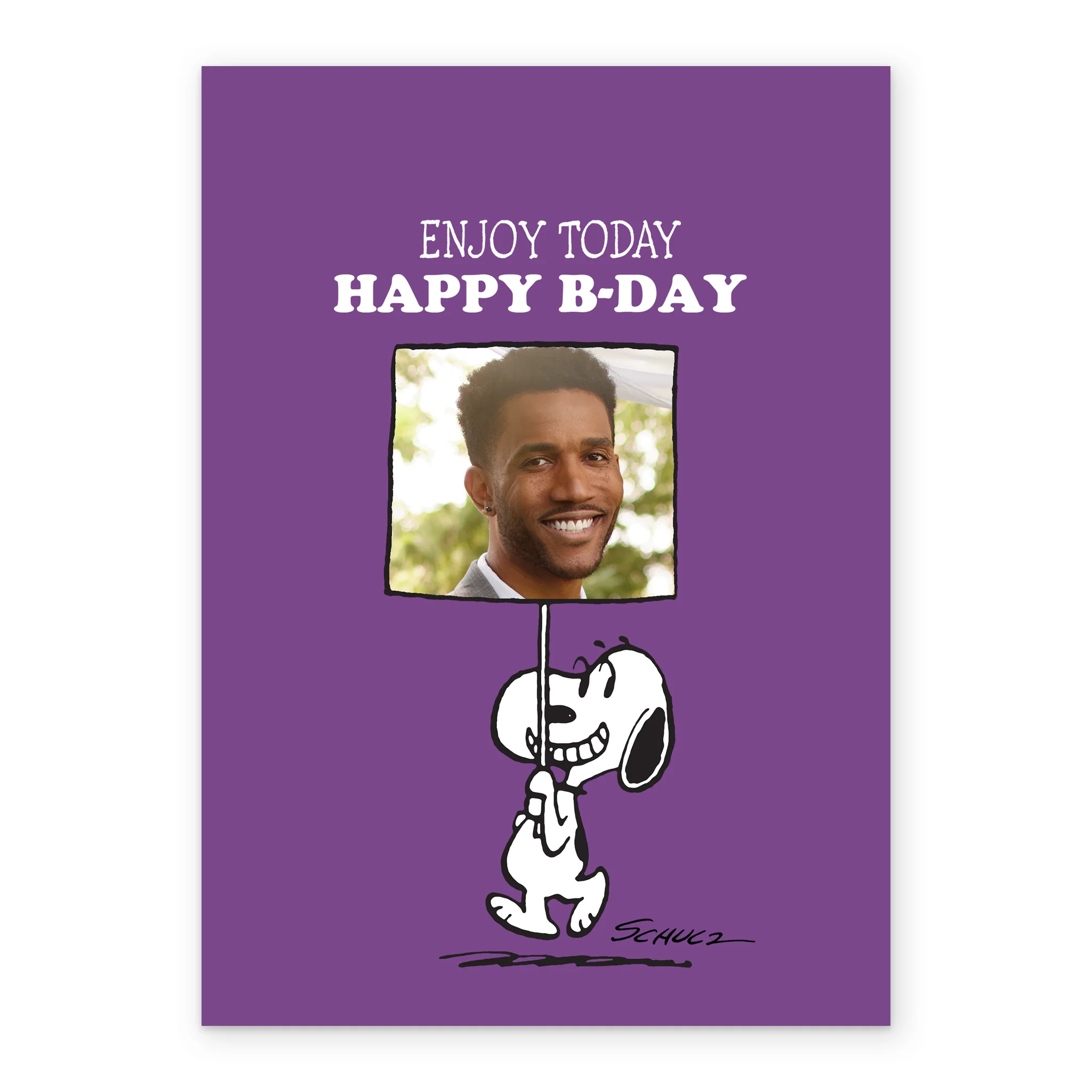 Personalised Photo Upload & Editable PEANUTS™ SNOOPY with Sign Birthday Card - Image 2