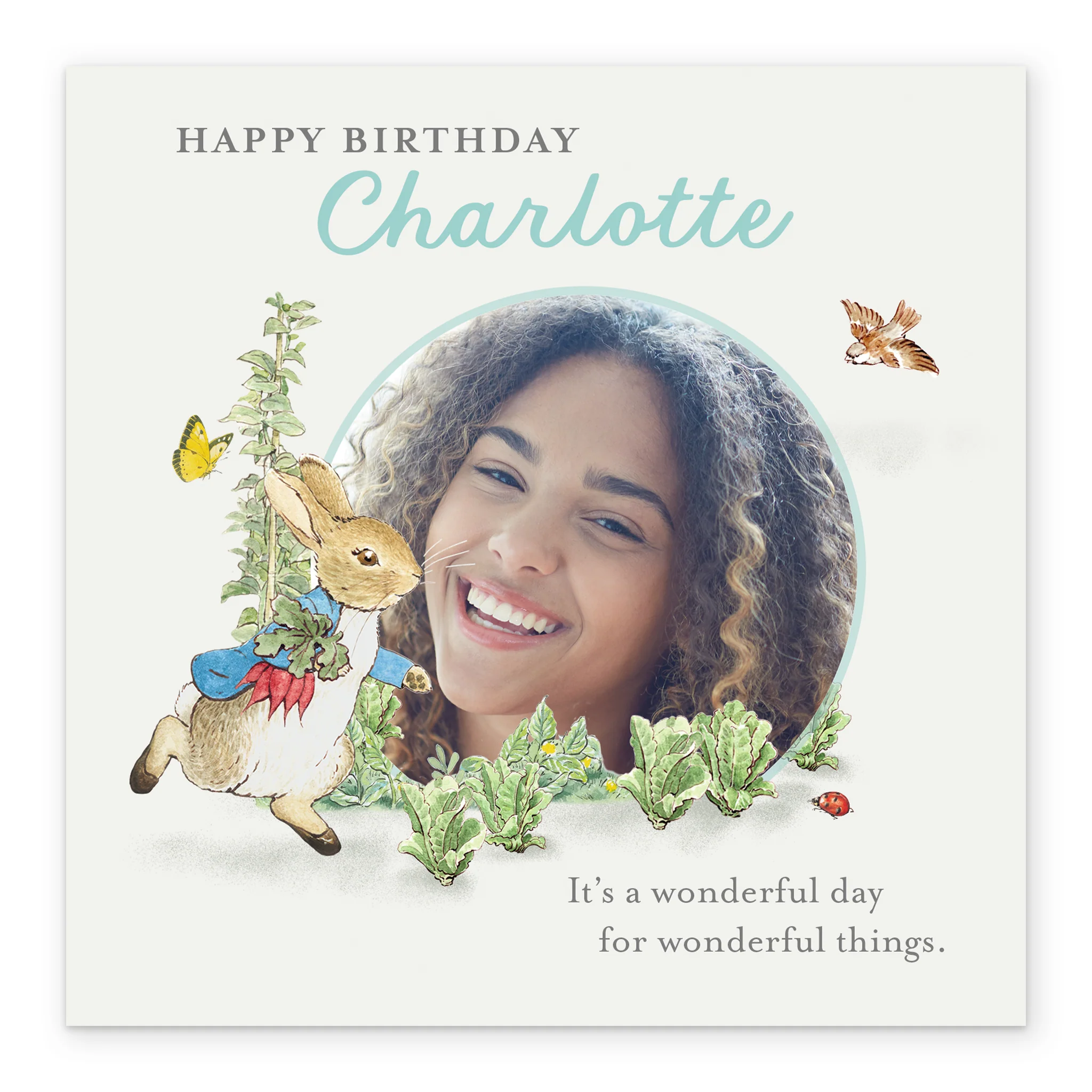 Personalised Photo Upload & Editable Peter Rabbit™ Birthday Card - Image 2