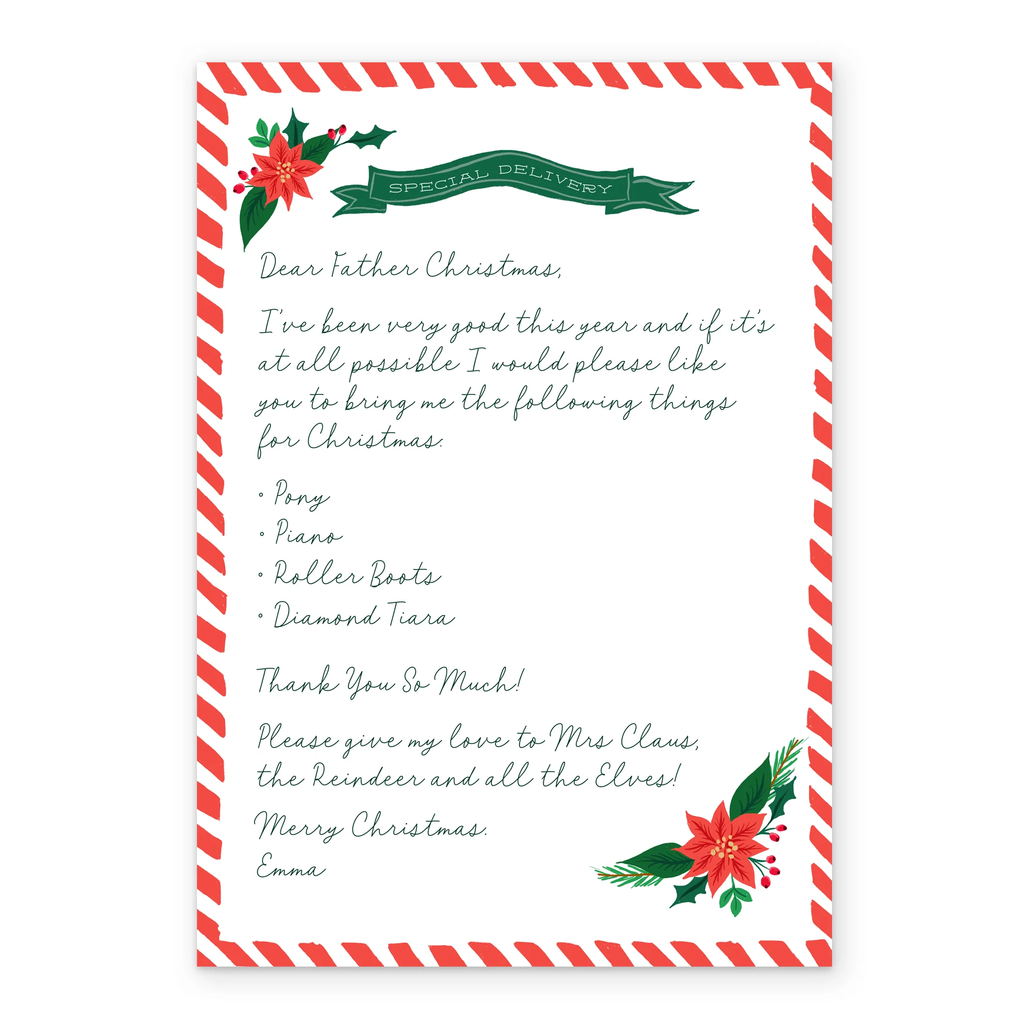 Personalised Photo Upload & Editable Postcard Christmas Card to Santa - Image 3