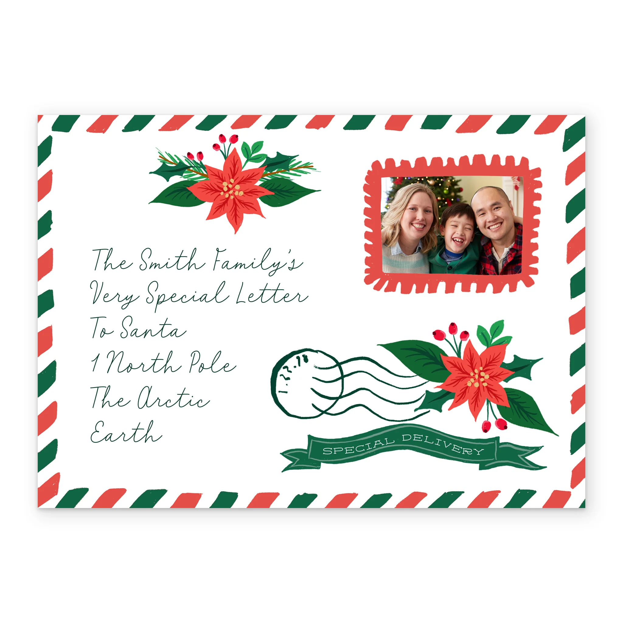 Personalised Photo Upload & Editable Postcard Christmas Card to Santa from Family - Image 2