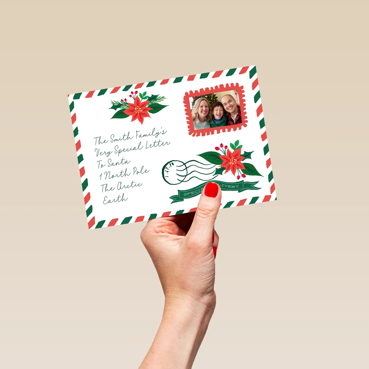 Personalised Photo Upload & Editable Postcard Christmas Card to Santa from Family - Image 5