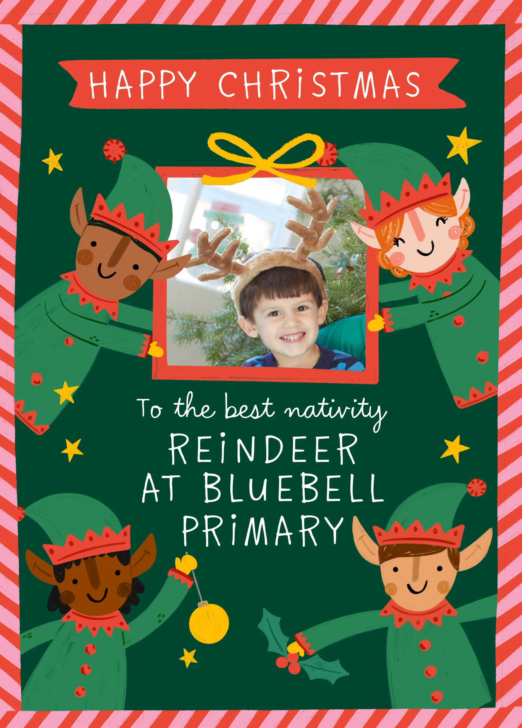 Personalised Photo Upload & Editable Santa's Elves Christmas Card