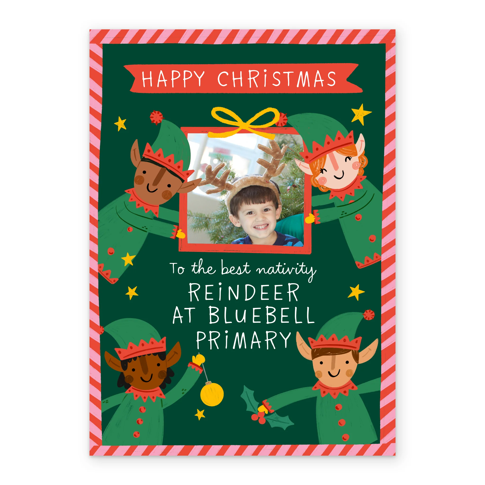 Personalised Photo Upload & Editable Santa's Elves Christmas Card - Image 2